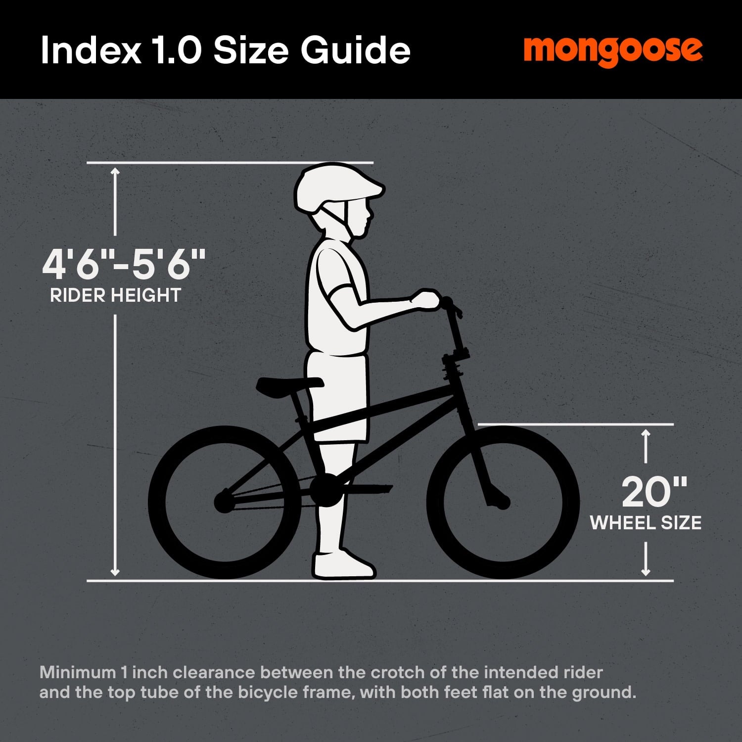 Mongoose Index 1.0 BMX Freestyle Bike, 20-Inch Wheels, Single Speed, Gray