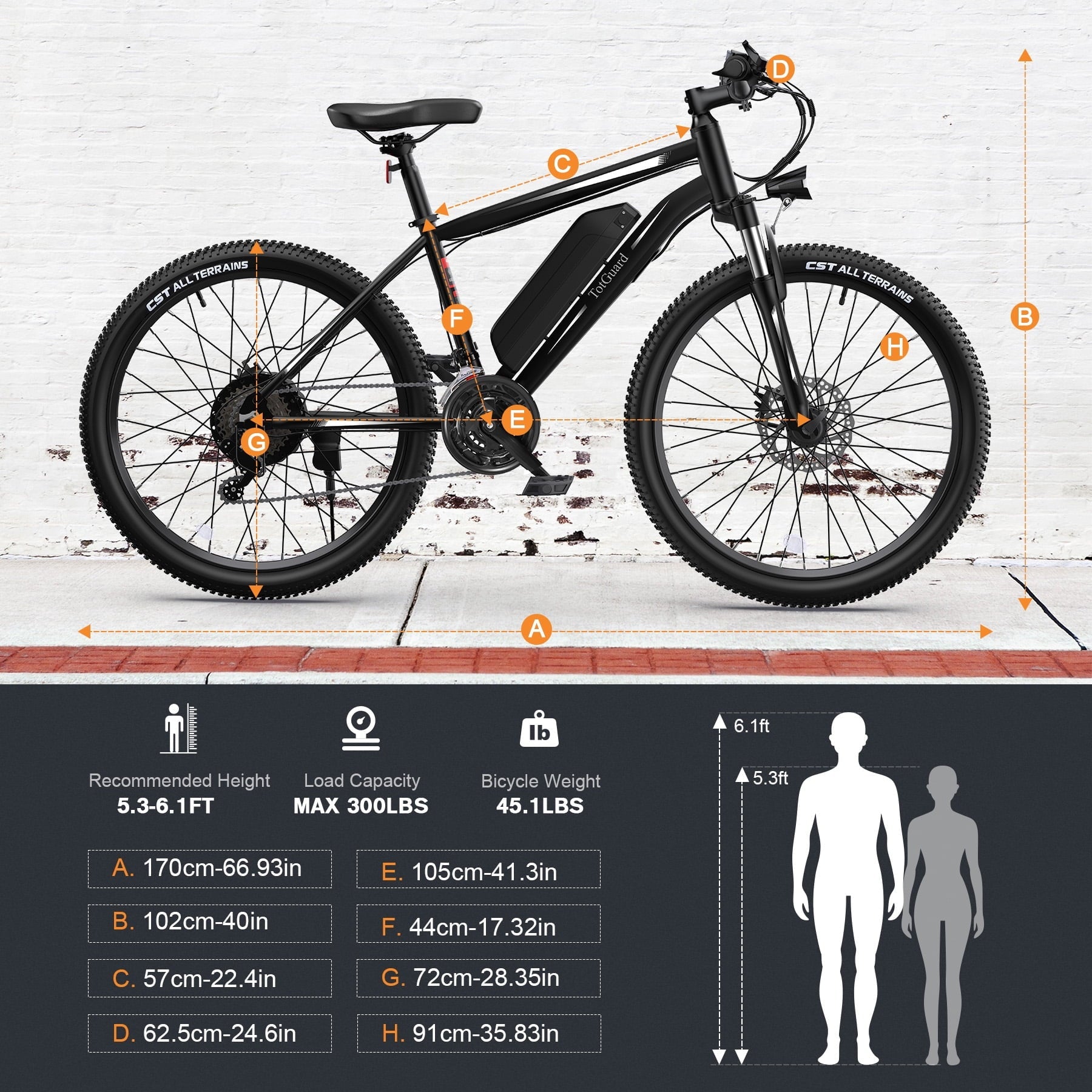 TotGuard Electric Bike for Adults, 26 Ebike 350W Adult Electric Bicycles, Electric Mountain Bike with 36V 10.4Ah Battery, Suspension Fork, Shimano 21 Speed Gears