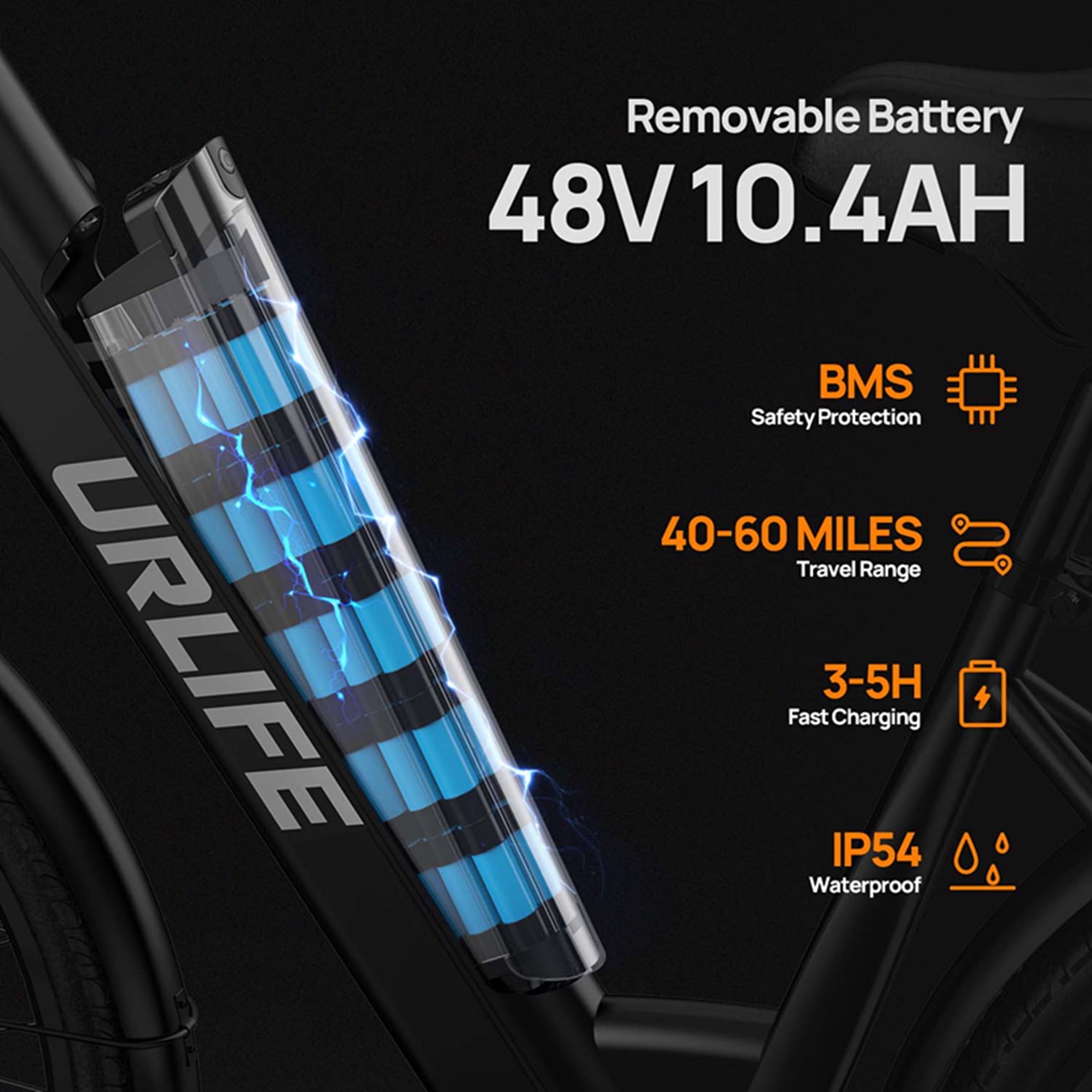 26 Electric Bike for Adults,750W Peak Motor,48V 10.4Ah Removable Battery, 60 Miles Range, 7-Speed City Commuter Ebike,UL2849
