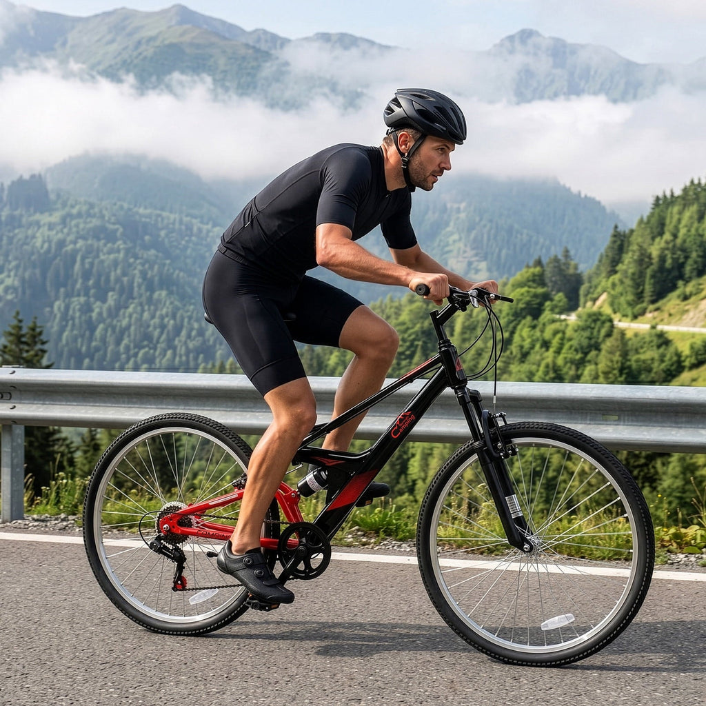 Ktaxon 26 inch 7 Speed Mountain Bike for Adult, Dual Shock Absorbers, Dual V Brake, Black