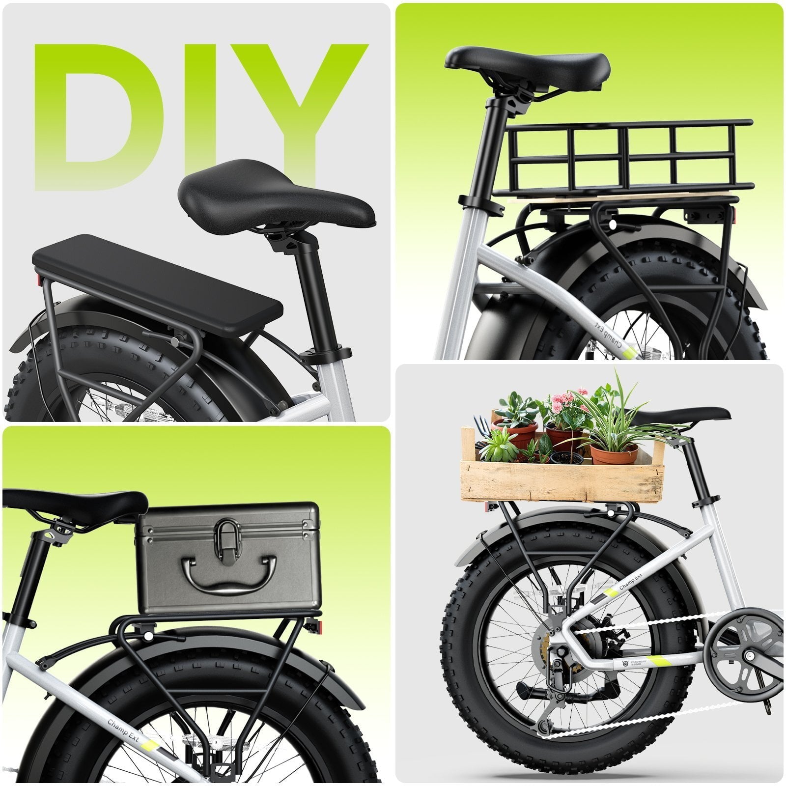 SISIGAD Electric Bike for Adults, 500W Peak 750W Battery Long Range, 20mph E Mountain Bike, 20×4.0 Fat Tire Ebike, Electric Bicycle 48V/10.4AH UL2849