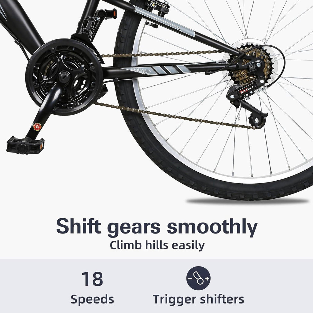 Hykolity 26 in Mountain Bike Sport Bicycle, 18 Speed Mtb Cycling for Adult Men Women Age 14+, Dual Full Suspension Outdoor Sport Bikes, White