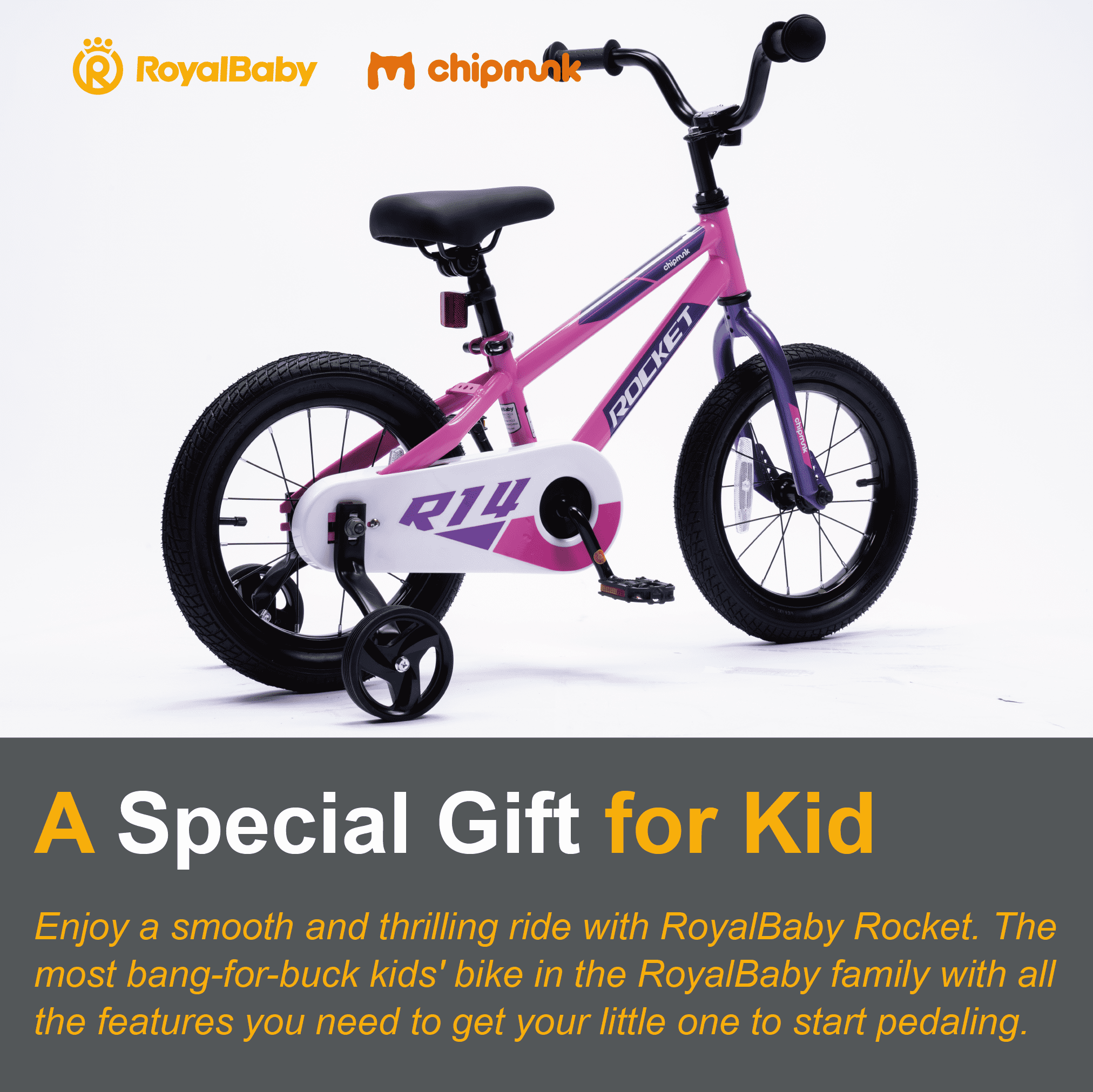 RoyalBaby Rocket Kids 14-Inch BMX Training Wheel Bicycle,Blue