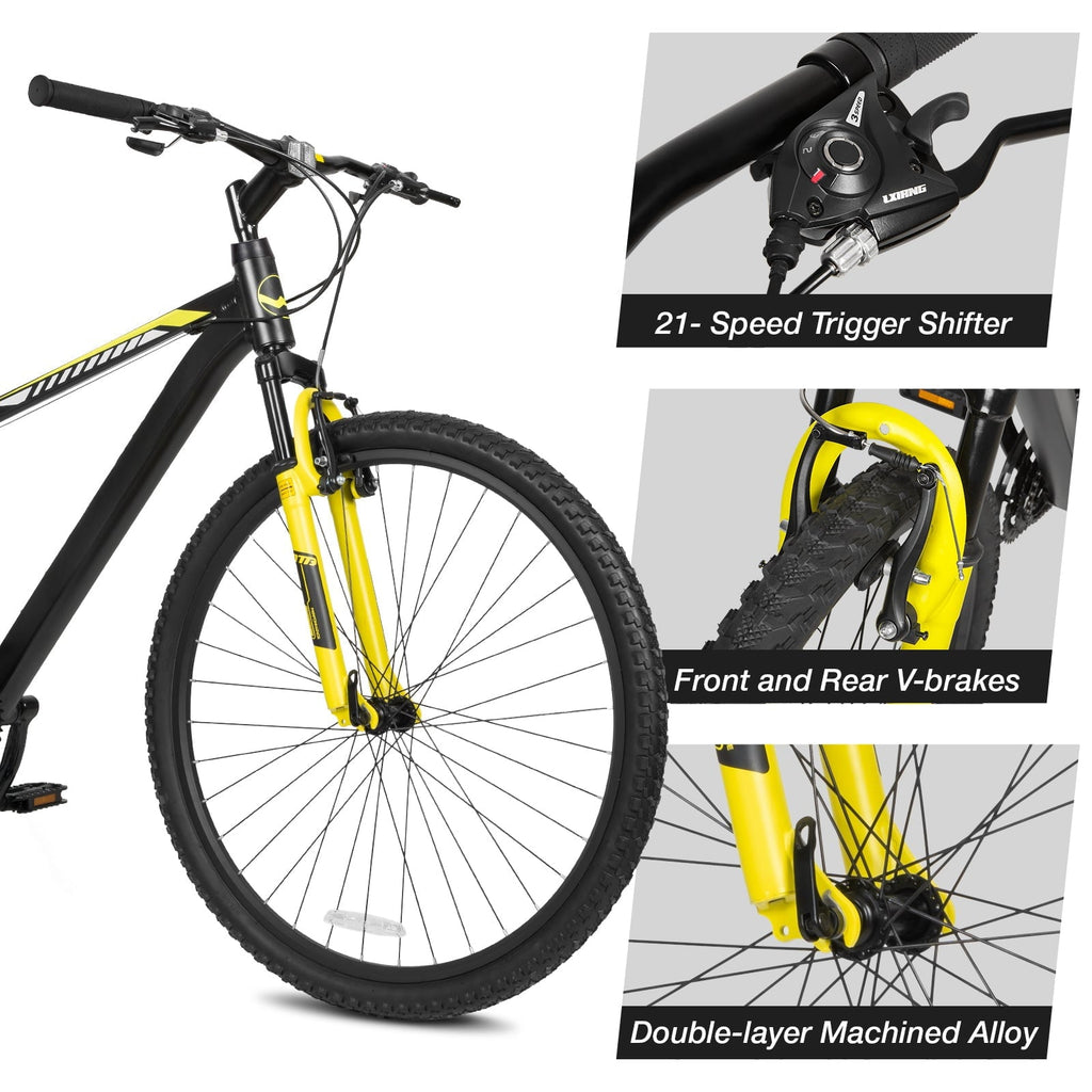 Hykolity 29 inch Mountain Bike 29r MTB Sport Bicycle Large Bike Full Suspension Lightweight Outdoor Cycling for Adult Men Woman - Pale White