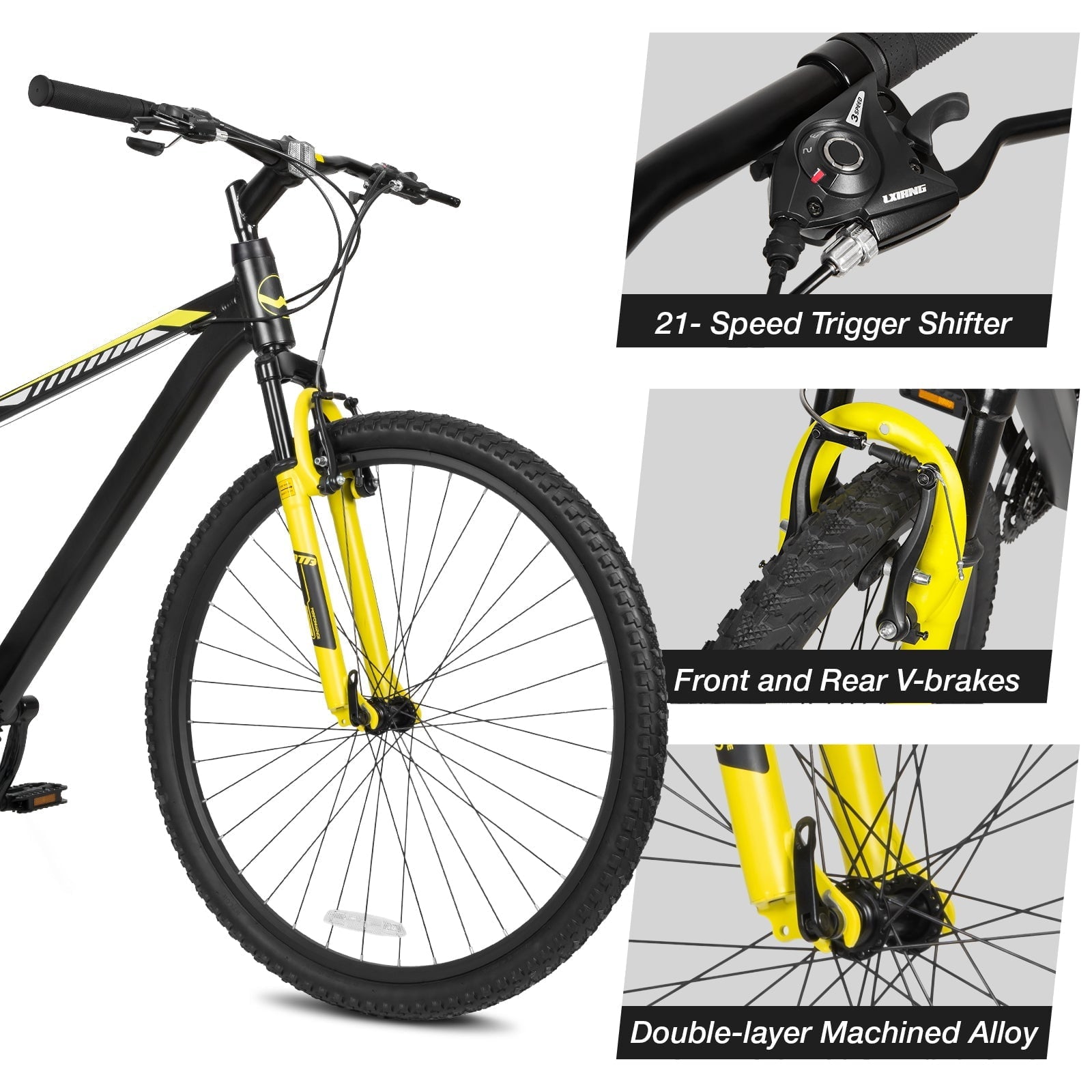 Hykolity 29 inch Mountain Bike 29r MTB Sport Bicycle Large Bike Full Suspension Lightweight Outdoor Cycling for Adult Men Woman - Pale White