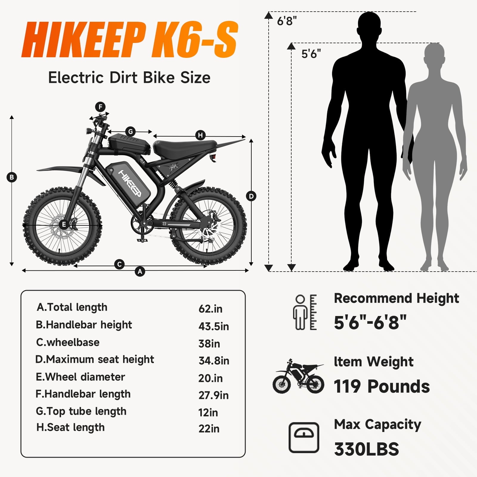 HiKeep 750W 1500W Fat Tire Electric Bike for Adults, 48V 17.5Ah Battery Ebike, Full Suspension E-Bike, Long Range Mountain Electric Bicycle, UL2849
