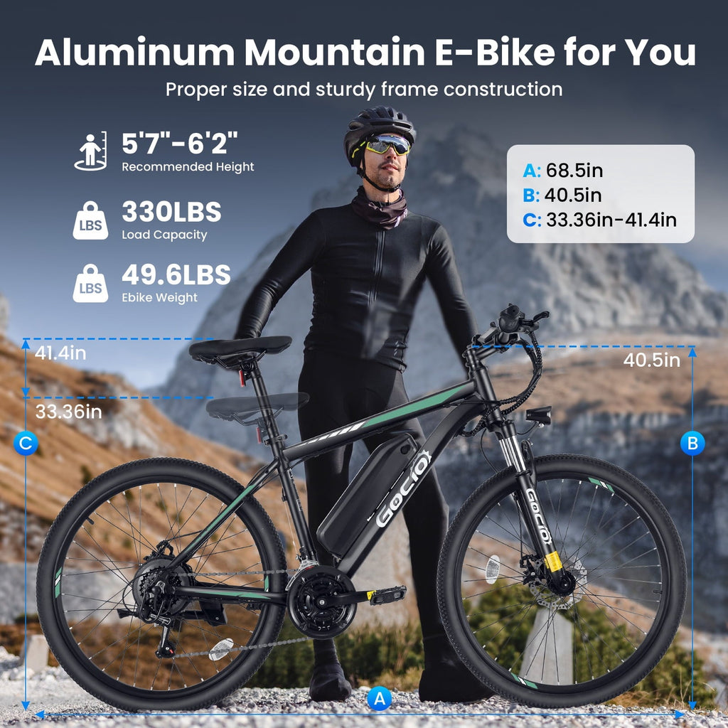 Gocio Electric Bike for Adults, 27.5 E-Mountain Bike, Lockable Suspension Fork, 750W Peak Power Motor, 48V/10.4AH, 19.8 MPH, 21 Speed, UL 2849