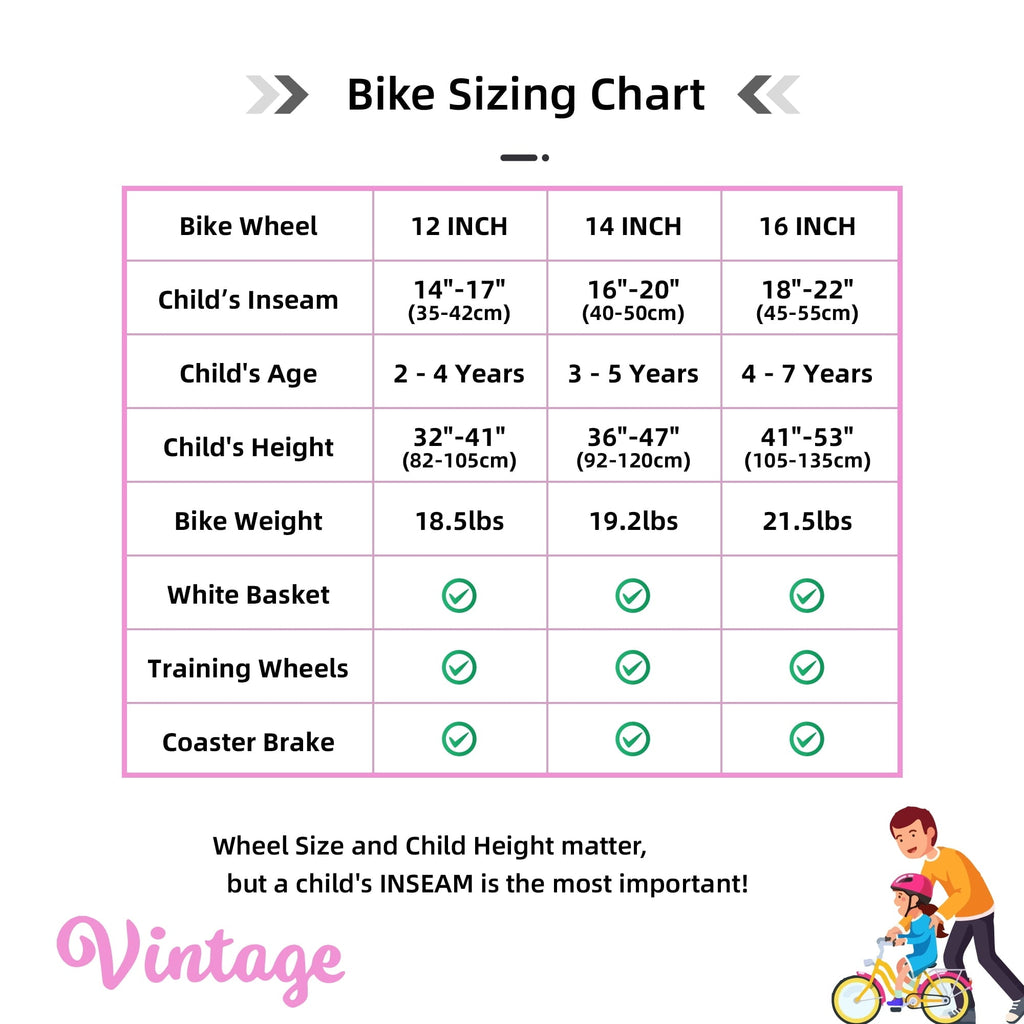 JOYSTAR Vintage Kids Bike with Basket & Training Wheels,12 14 16 20 24 Inch Kids Bike for 2-14 Years Old Girls & Boys, Green