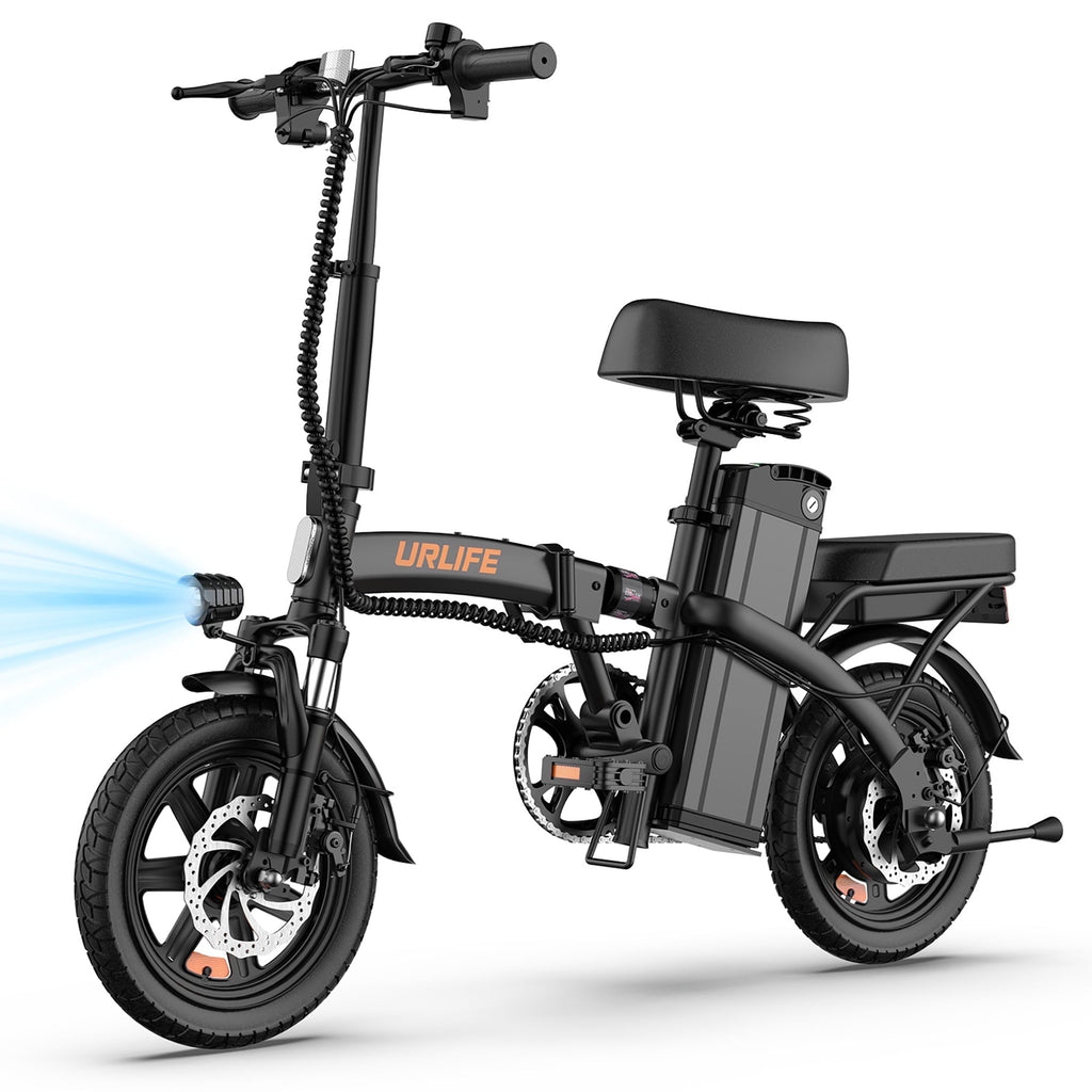 URLIFE 14Folding Electric Bike for Adults,500W Peak Motor,48V 7.5AH Removable Battery,Mini Ebike for Adults City Commuter,UL2849-Black