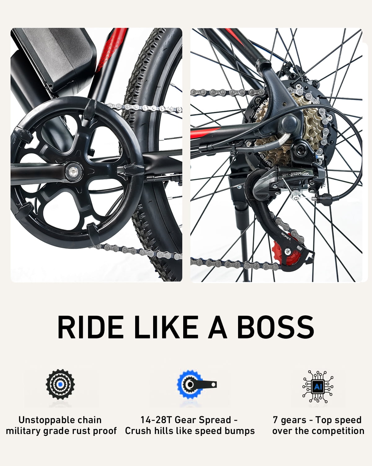 26 Electric Bike for Adults, 500W Motor, 36V Removable Battery, 25MPH & 35 Miles Range, UL2849 Certified, Dual Suspension Commuter Ebike