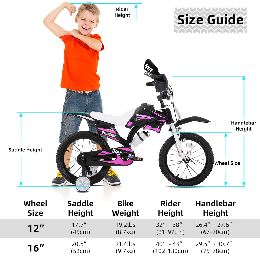 JOYSTAR Motocross Style Kids Bike for Boys Girls Ages 2-4 Years, 12 Inch Children Bicycles Black