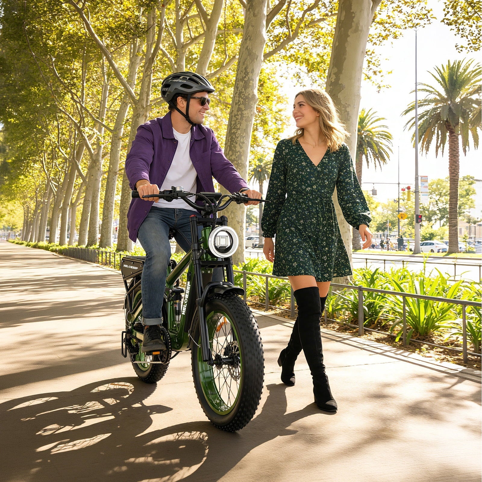 Helokeep 26 Green Fat Tire High Performance Cargo Electric Bike for Men, 4000W Peak 2000W, 40MPH, 48V 25Ah UL2849 Off-Road Ebike