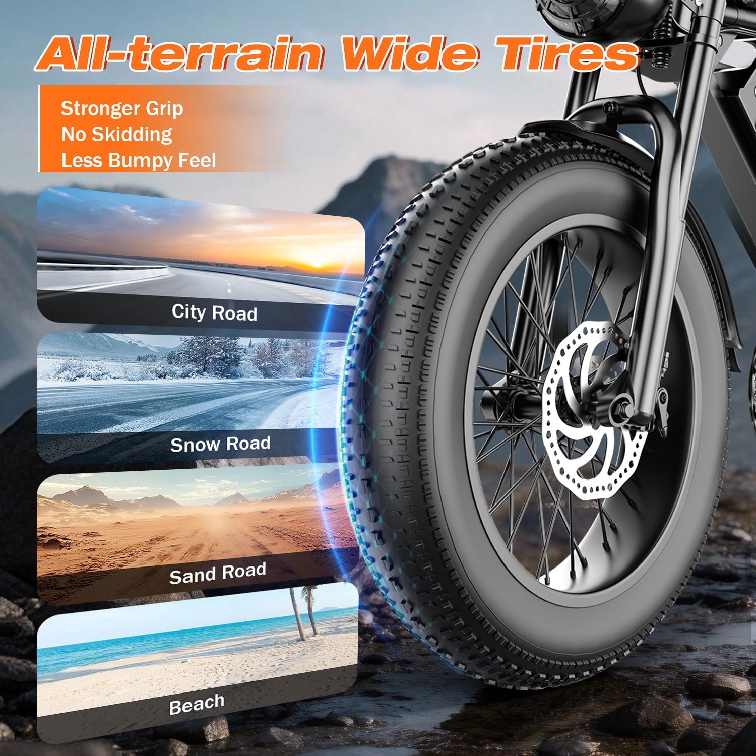 2200W Peak Electric Bike, 48V 20Ah &25MPH & 65Miles Range, 20''x4'' Fat Tire Mountain Ebike, Removable Battery, Rear Rack, Adult Electric Bicycle, UL2849