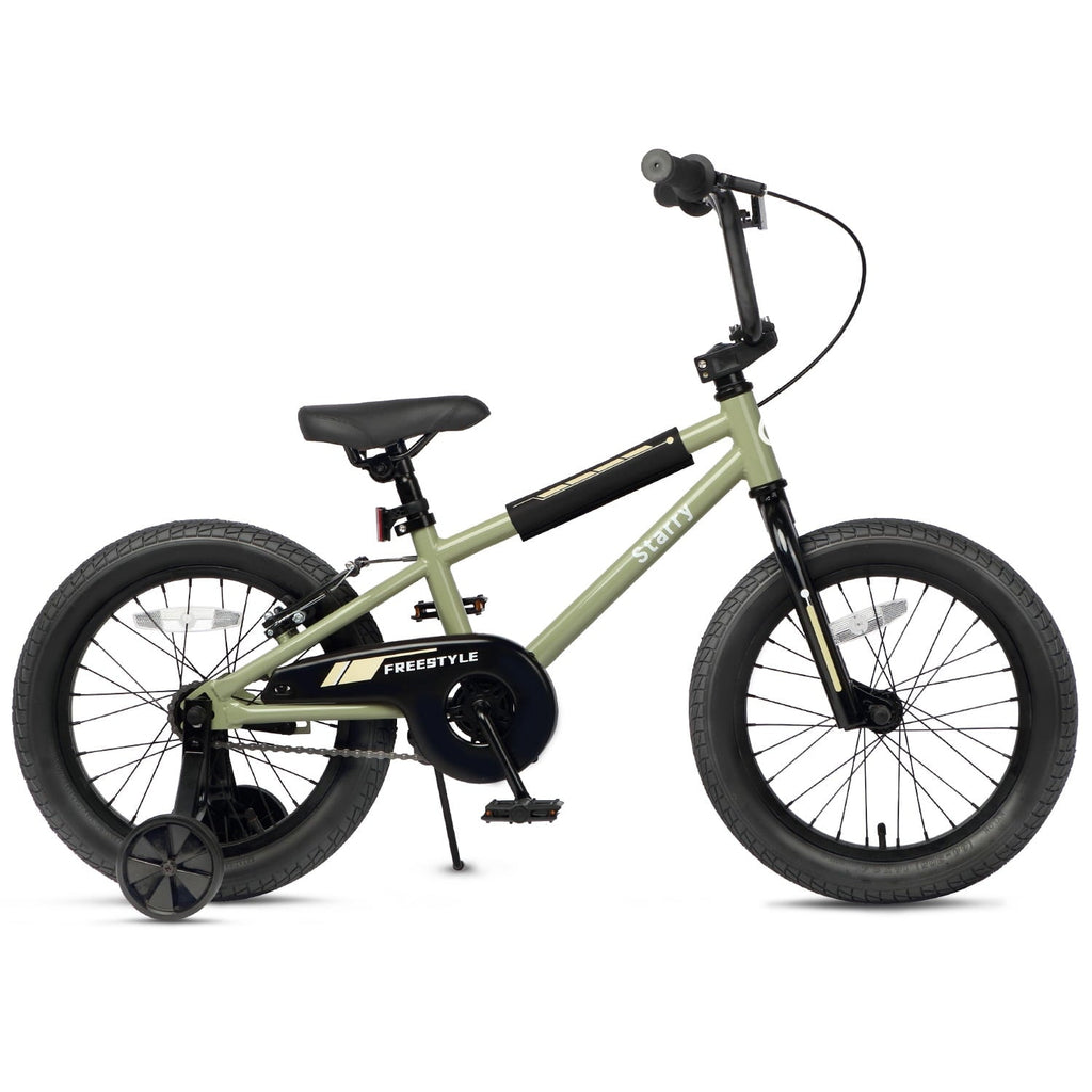 Glerc 16 Inch Little Kids Bike for Over 4 Years Old Boys Girls Youth BMX Style Bicycle with Training Wheels Coaster & Rear V Brake, Black