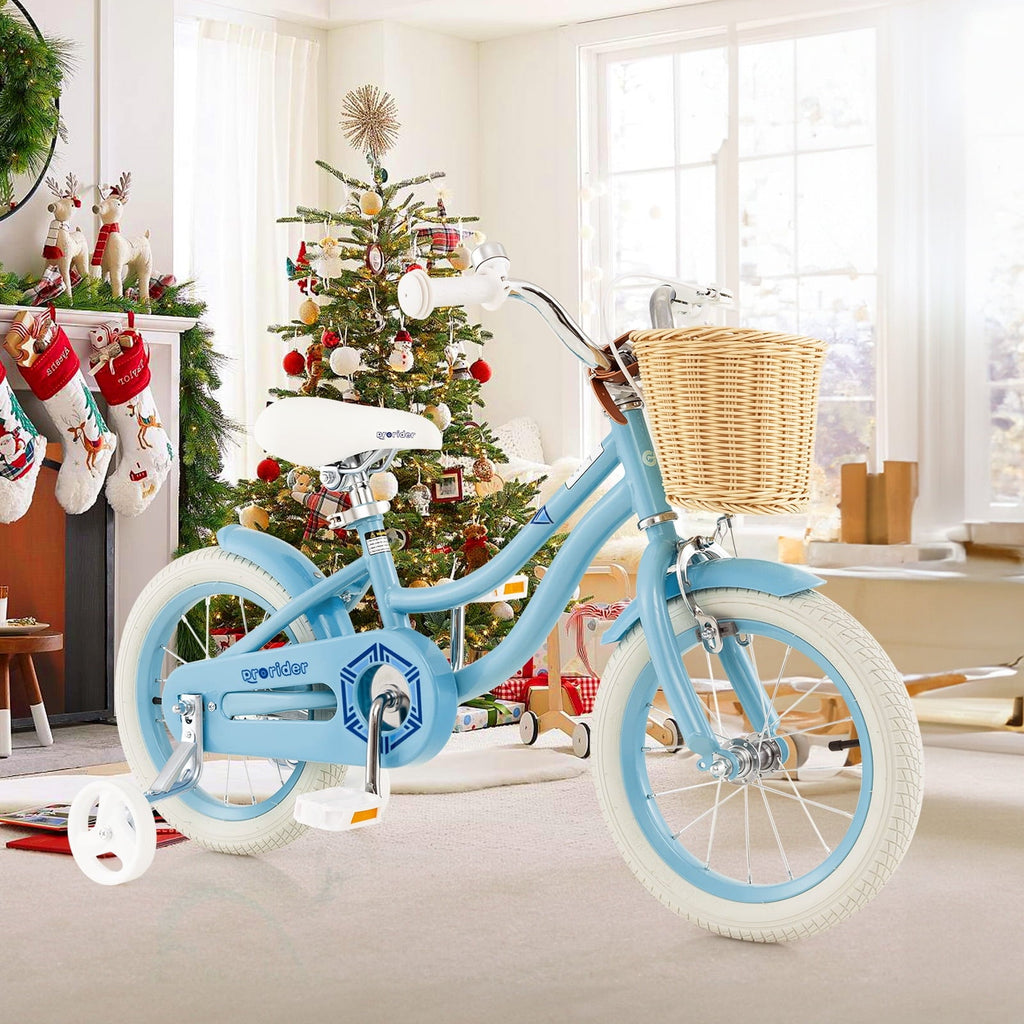 Costway 16 Kid's Bike with Training Wheels Adjustable Handlebar Seat Handbrake Pink