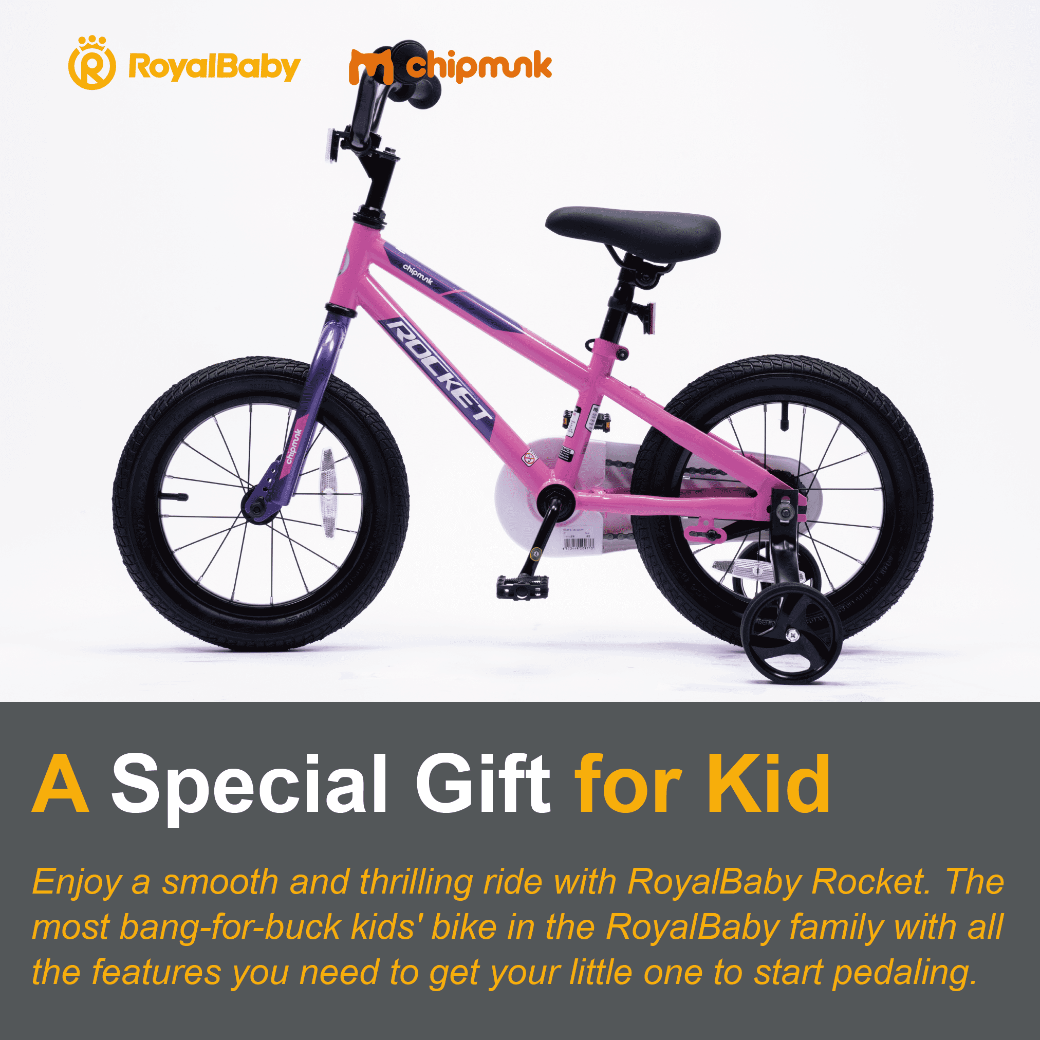 RoyalBaby Rocket Kids 14-Inch BMX Training Wheel Bicycle,Blue