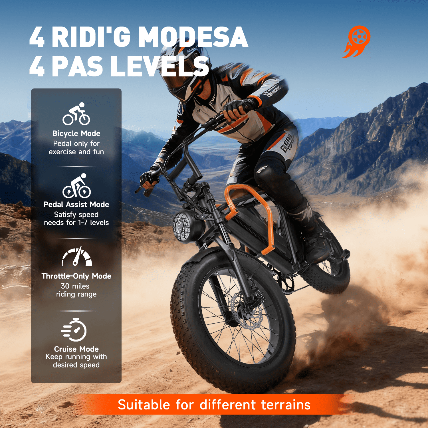 1500W Peak Electric Bike for Adults, 30MPH Electric Bike, 16 Fat Tire E-Mountain Bikes, Dual Suspension Ebike, Removable 48V 13Ah Battery, 7-Speed, UL 2849