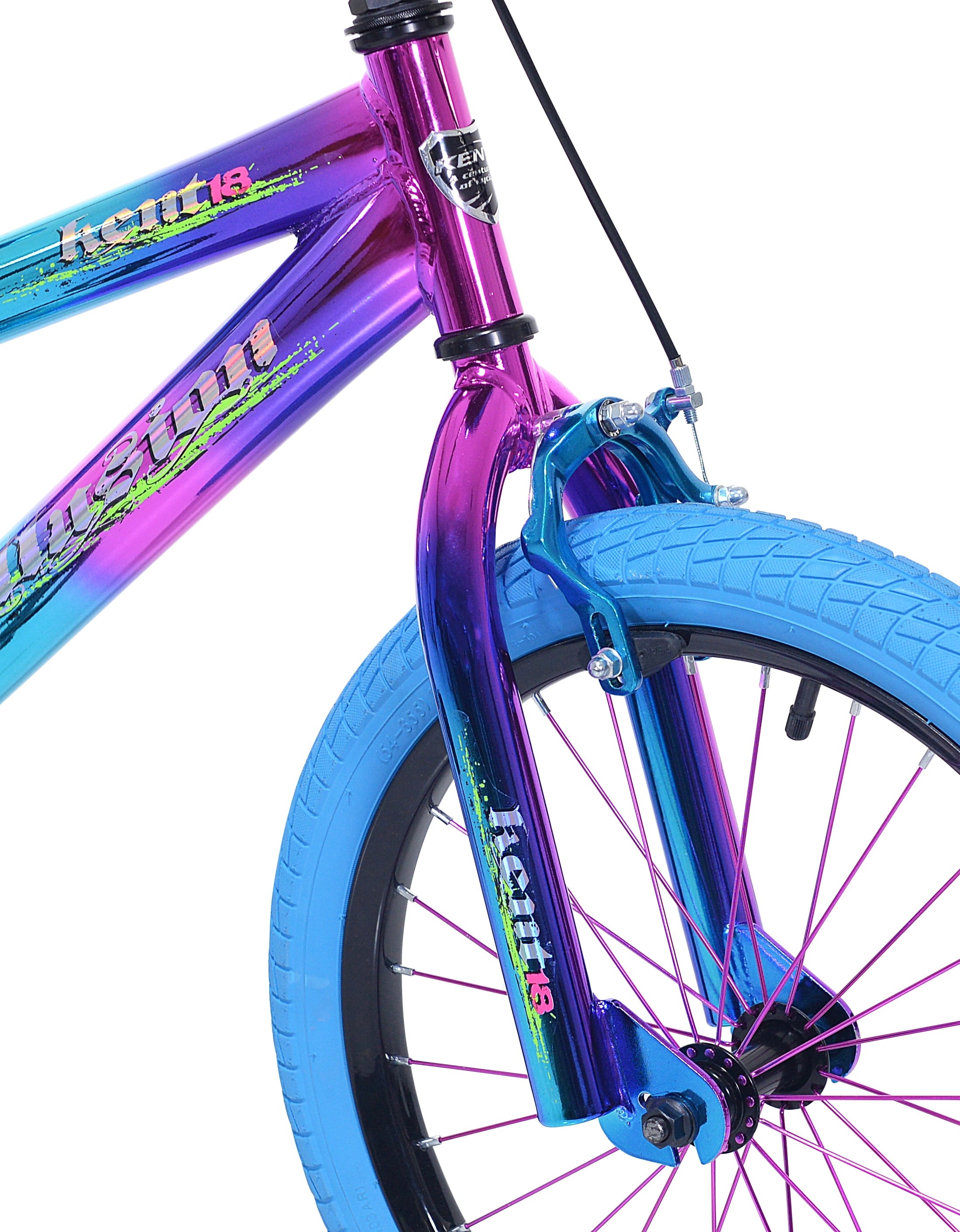 18 Kent Illusion Child Bicycle, 18 Wheels, Child Ages 6-12 Years, Blue/Purple