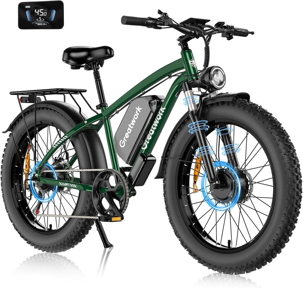26 Electric Bike for Adult,5000w Dual Motors,up 100 Miles 52V 25Ah Ebike,26 x 4.0 Fat Tire Adult Bicycles for All Terrain,Mountain Commuter UL2849