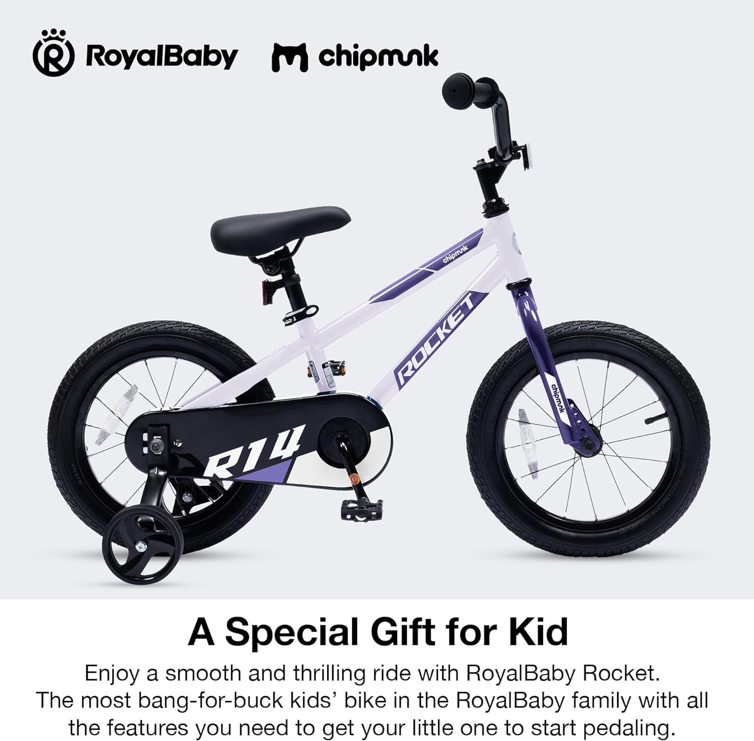 RoyalBaby Rocket Kids 14-Inch BMX Training Wheel Bicycle,Blue