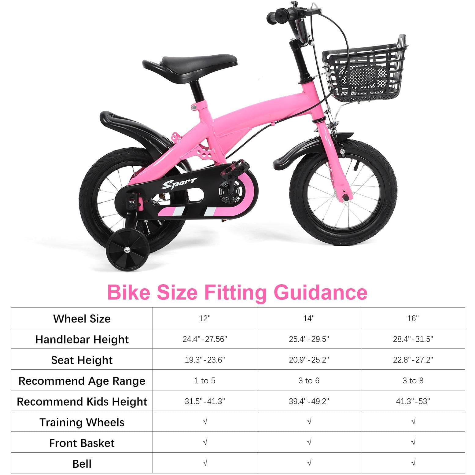 12 inch Kids Bike with Training Wheels, Children Bike with Adjustable Handlebar, Kids Bicycle for Boys Girls Toddlers Age 3-5, 2-in-1 Red Toddler Bike