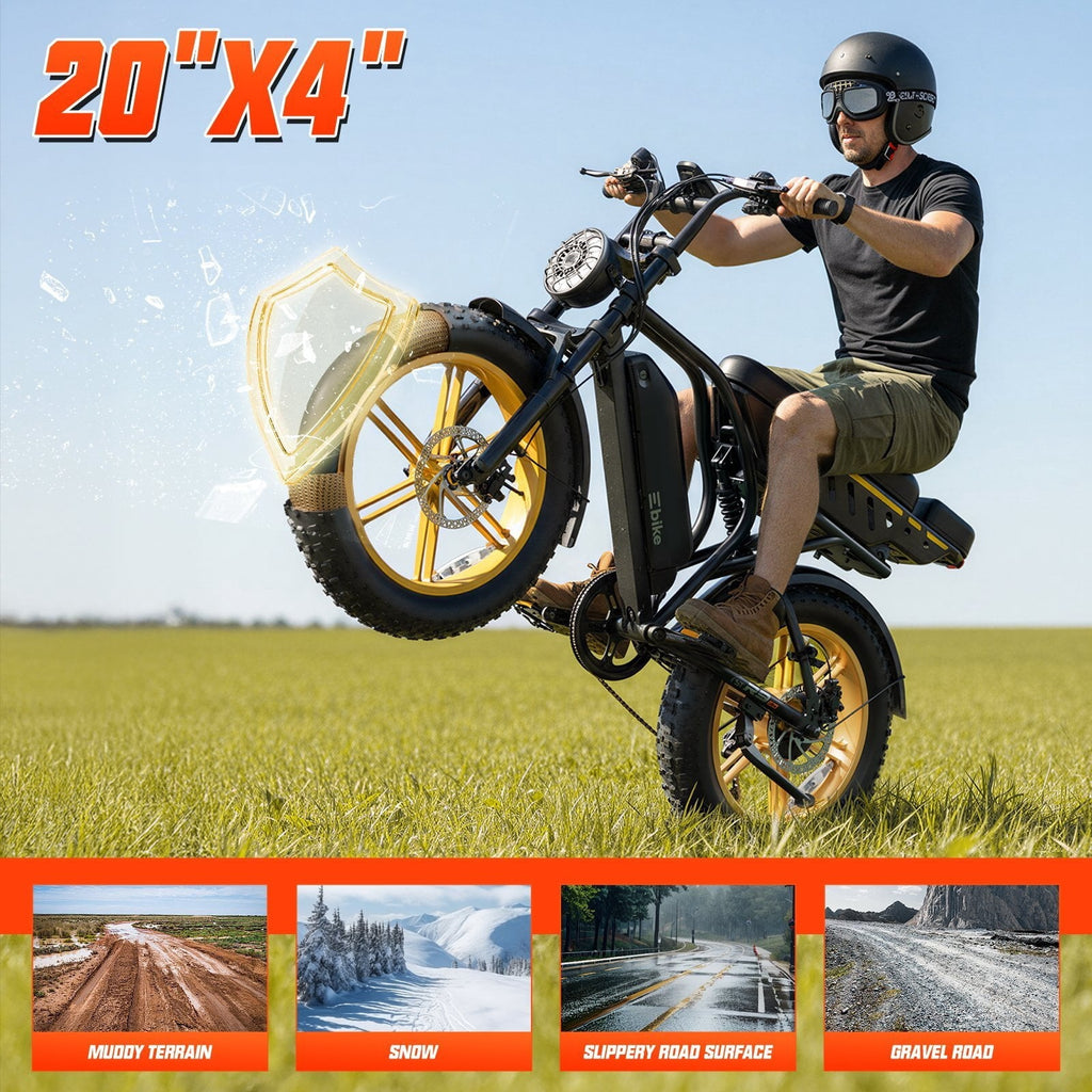 TST Electric Bike for Adults, 750W Peak 1500W Motor, 20x4 Fat Tire E Bicycle, E Mountain Bike, 48V/15AH UL2849, App Control