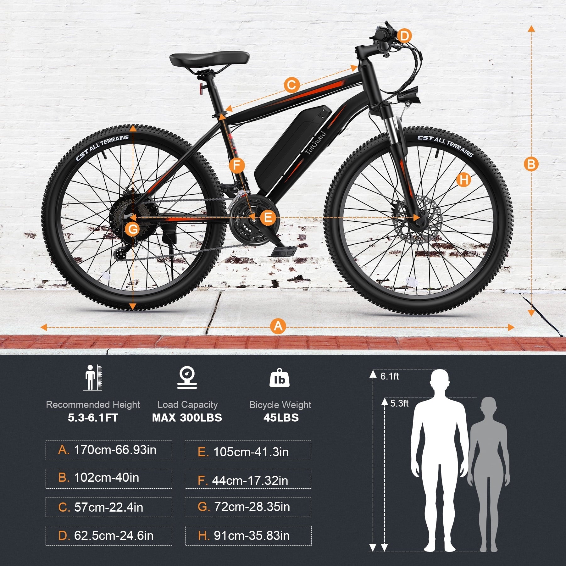 TotGuard Electric Bike for Adults, 26 Ebike 350W Adult Electric Bicycles, Electric Mountain Bike with 36V 10.4Ah Battery, Suspension Fork, Shimano 21 Speed Gears