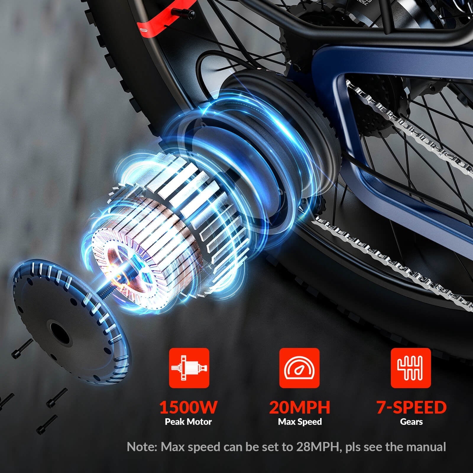 5TH WHEEL W29B 26 x 4 Fat Tire Electric Bike, 750W Motor Adult Ebike with 48V 15Ah Removable Battery, Electric Mountain Bicycle with 7 Speed, UL2849