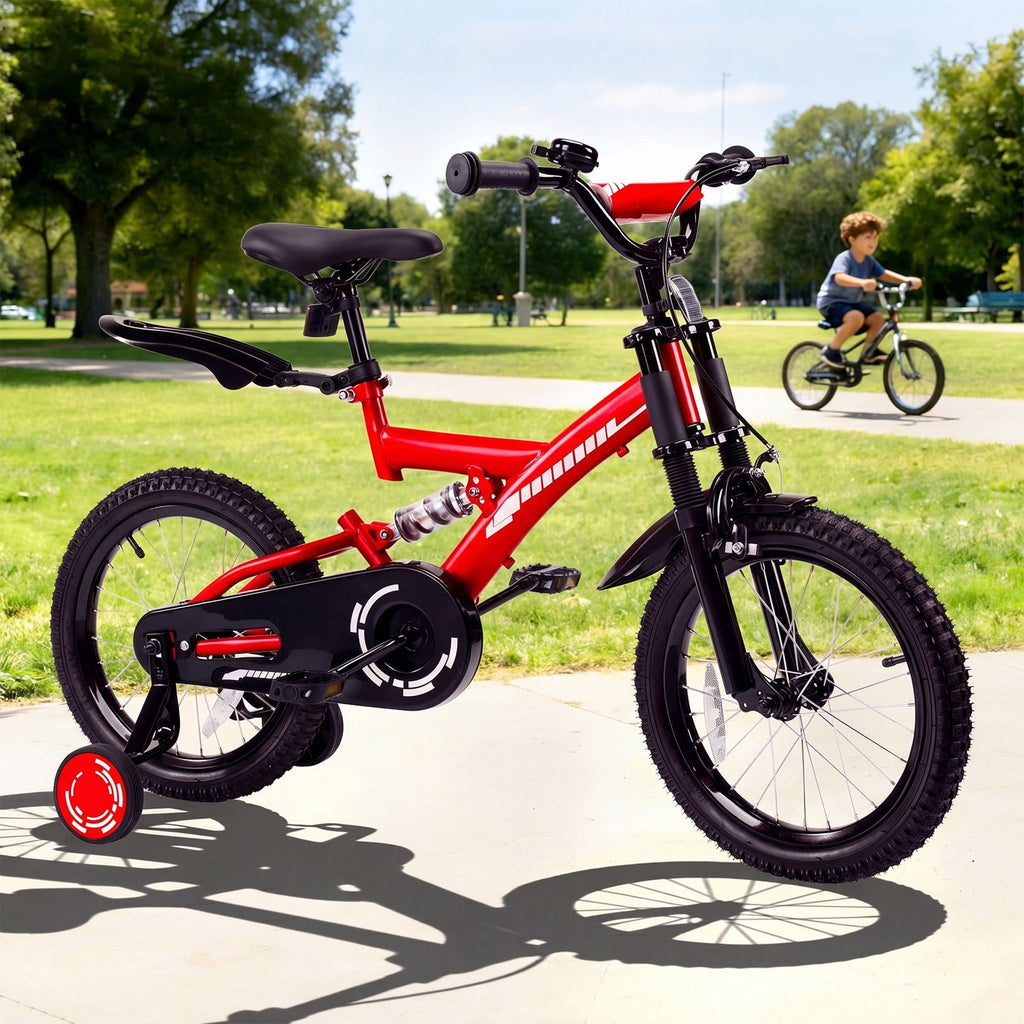 Fenbeli 16 Inch Kids Bike with Training Wheels for Girls Boys Ages 4-7, Red