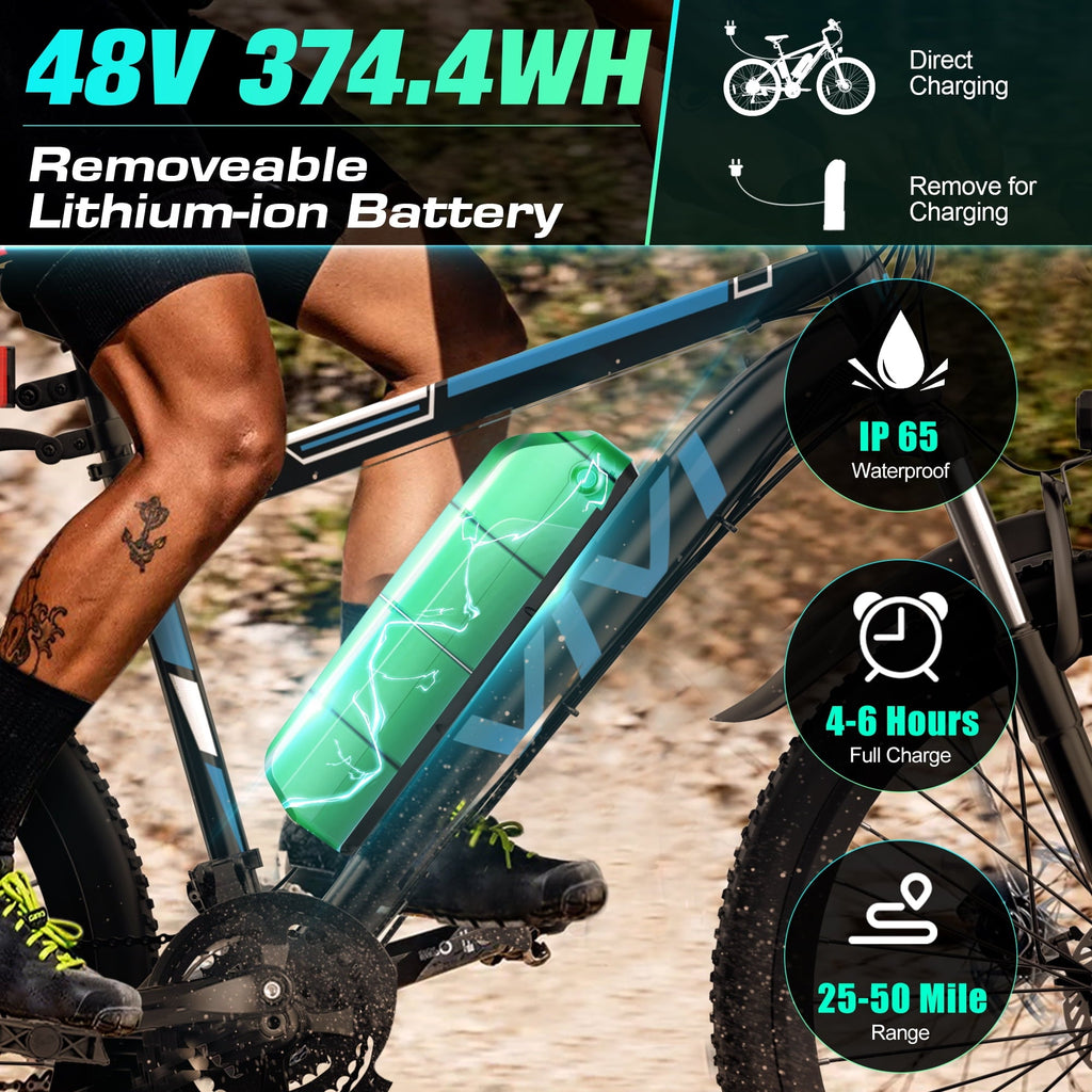 Vivi Electric Bike for Adults 26 Electric Mountain Bike 500W Cruise Control Electric Commuter Bike 21 Speed with Removable 48V Battery