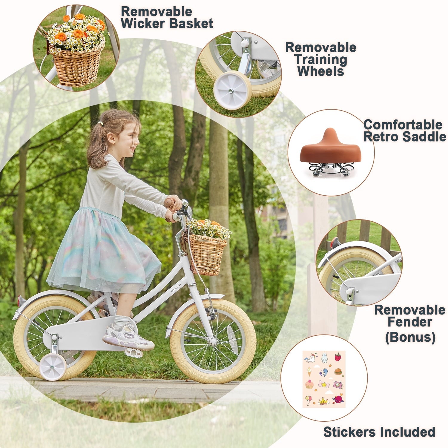 Glerc Little Molly 20 inch Kids Girls Bike for 7-13 Years Old Child,gifts,Blue