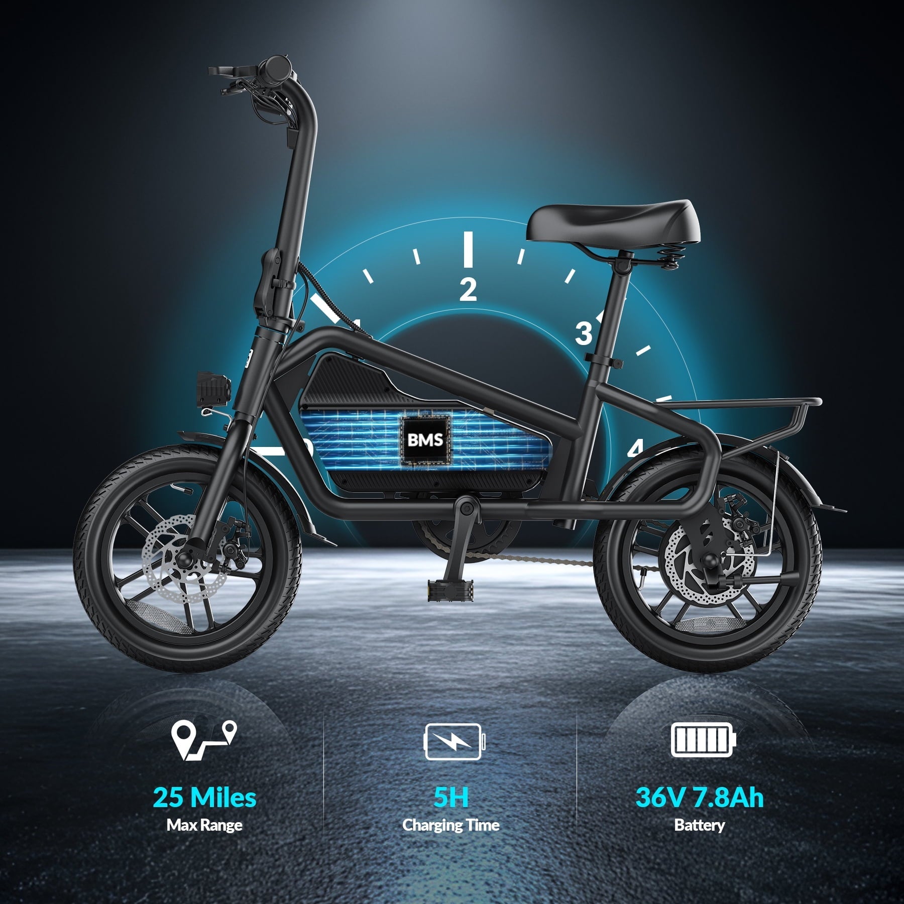 5TH WHEEL 14 Electric Bike for Adults with 650W Peak Motor Electric Bicycle, 36V 7.8Ah Battery Ebike, UL2849