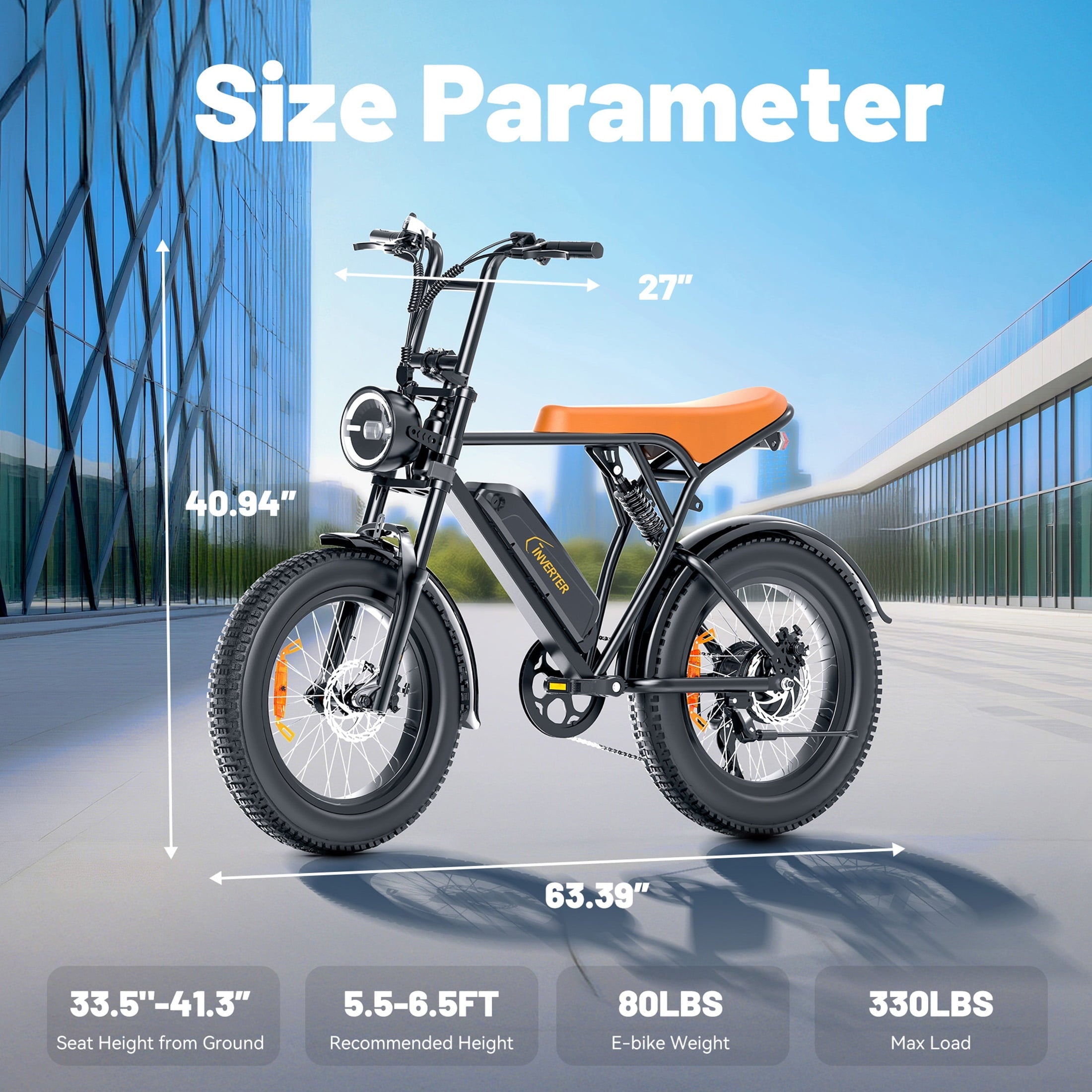 C INVERTER 20 x 4 Fat Tire Electric Bike for Adults, Peak 1100W Motor Retro Ebike Mountain Bike, 48V 14.5 Ah Removable Battery, Max Speed 28 Mph Electric Bicycle Snow Bike