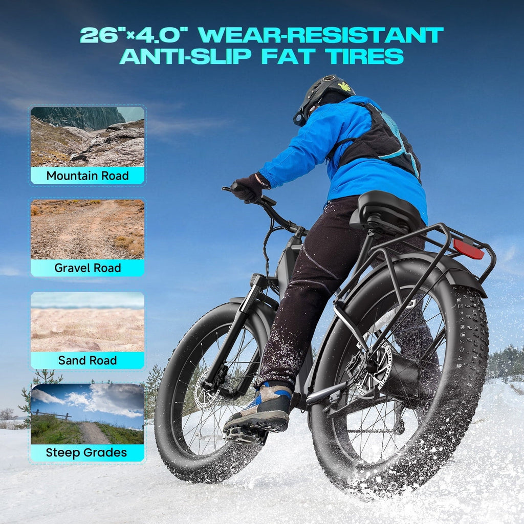 Gocio UL2849 Certified 26x4.0 Fat Tire Electric Bike for Adults, 1500W Peak Motor, 48V 15Ah Battery, 25MPH Max Speed, Off-Road Mountain E-bike