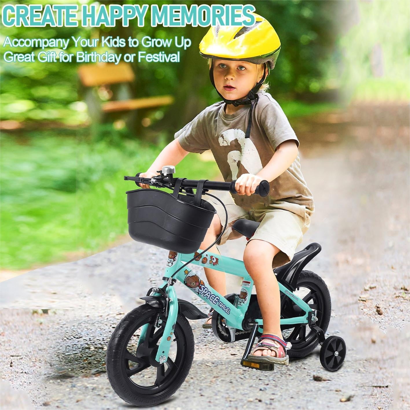 12 inch Kids Bike with Training Wheels, Children Bike with Adjustable Handlebar, Kids Bicycle for Boys Girls Toddlers Age 3-5, 2-in-1 Red Toddler Bike