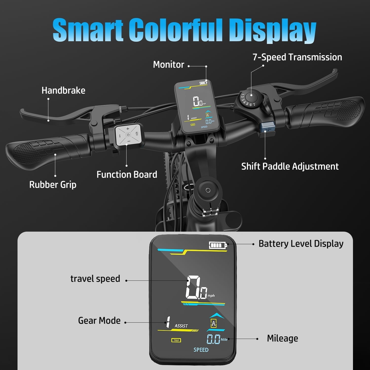 F28-1500W Peak 26 Electric Mountain Bike for Adults,48V 10.5A Off-Road E-Dirt Bike (Removable Battery）55 Mile Range,LCD Display,365 lbs Capacity,Pneumatic Tires-UL2849 Certified (Camp,Trail Rid)