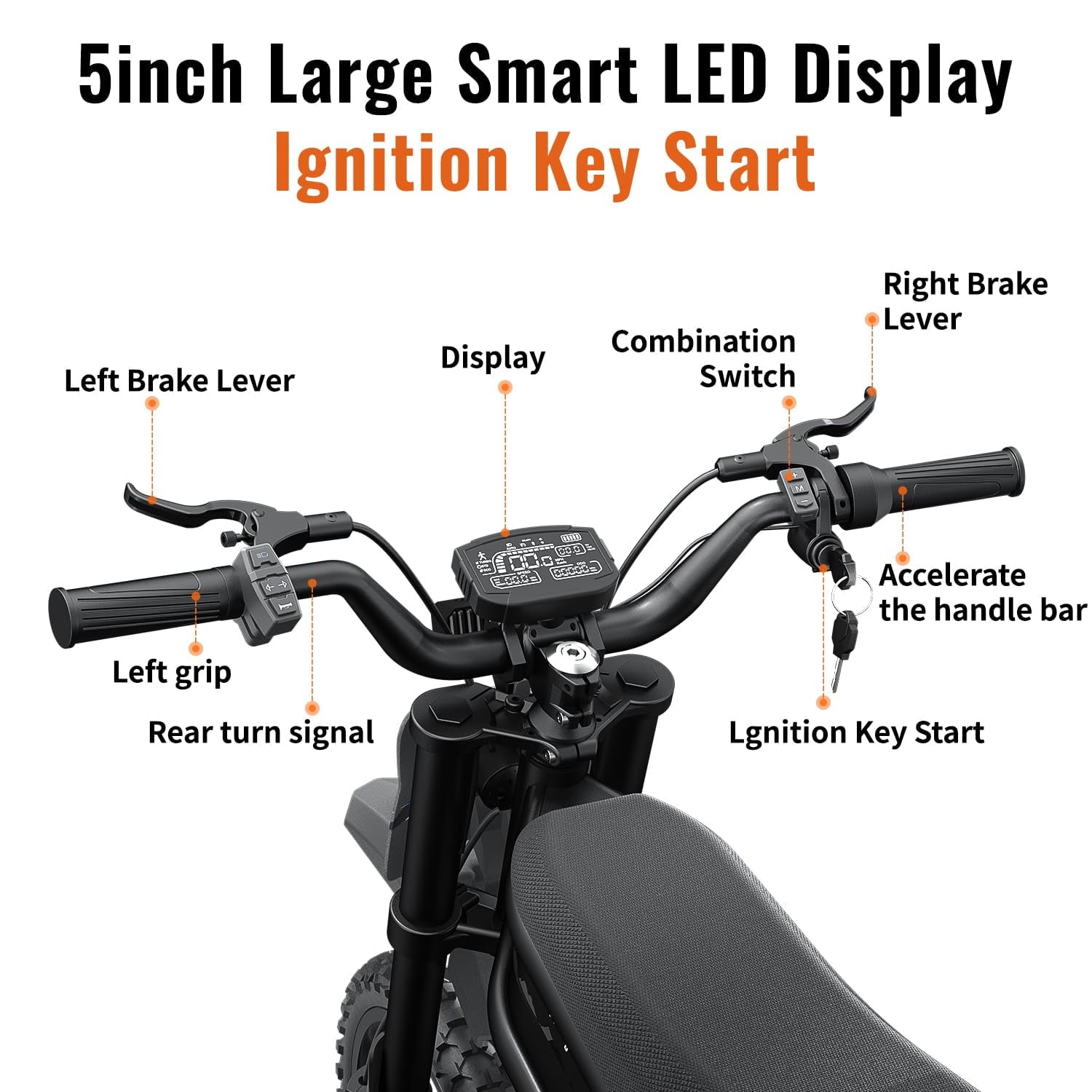 Riding'times GT54 PRO Electric Dirt Bike for Teens Adults,60V 25AH 40MPH Ebike with 14/12 Motorcycle Tire,3000W Dual Hydraulic Brakes Mountain Off-Road Dirtbike