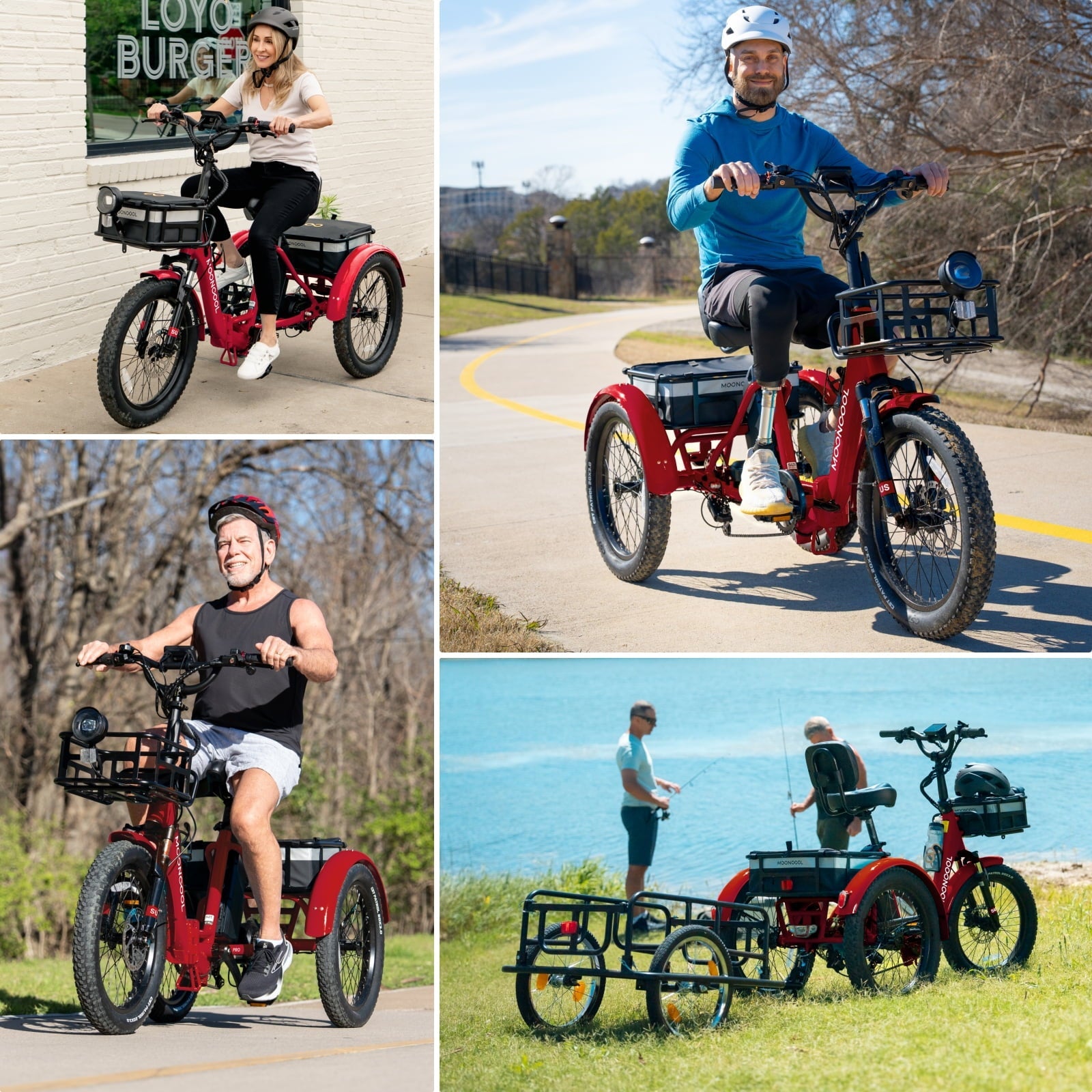 MOONCOOL TK Pro Foldable Electric Tricycle W/ Rearview mirror accessory Kit, 1500W Motor 48V 20Ah Battery, 20 Fat Tire Three Wheel 6-Speed Electric Mountain Bicycle for Adults