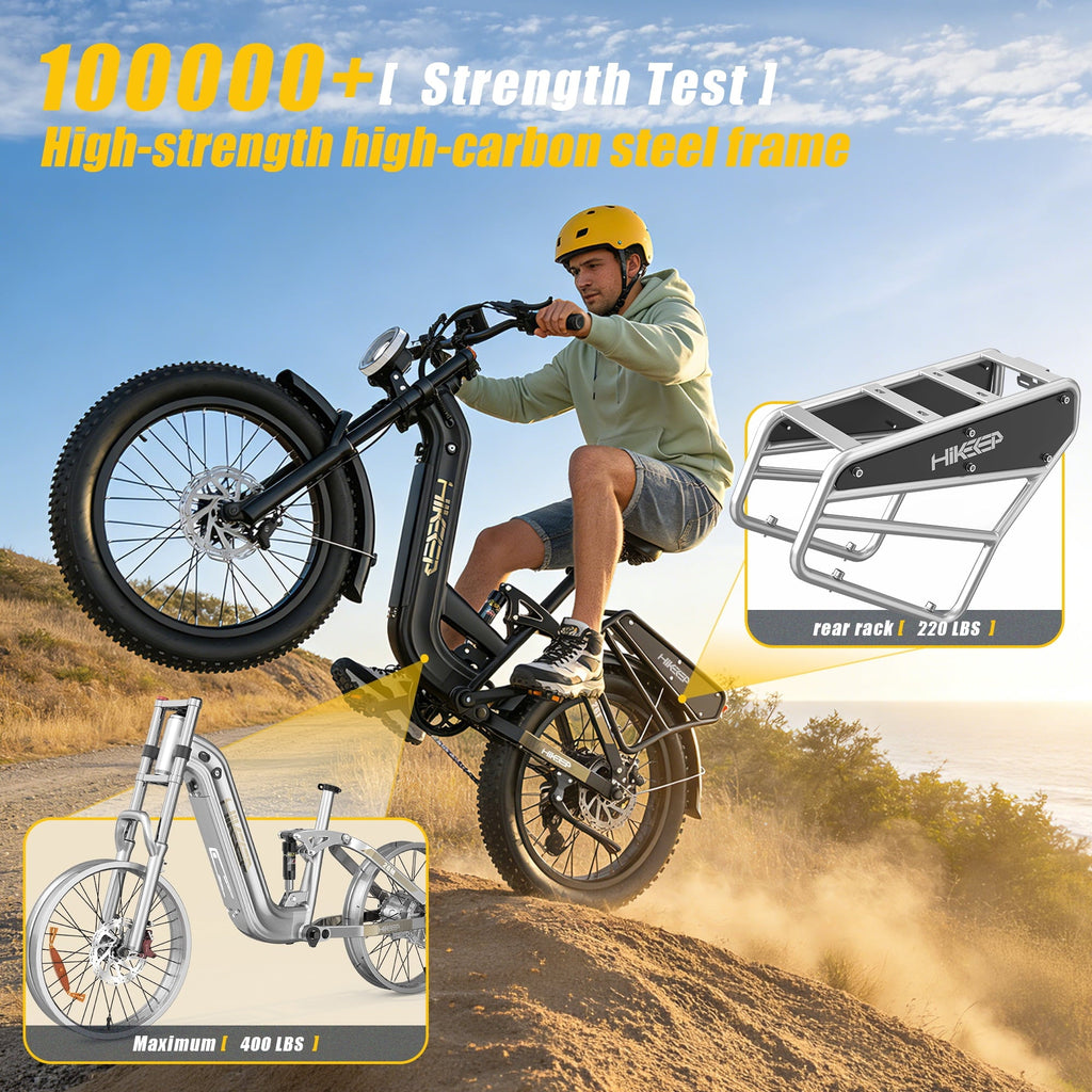 Electric Bike for Adults, 2000W 4000W Peak Motor, 48V 25Ah Removable Battery, 26x4.0 Fat Tire Ebike, 7-Speed Shimano, Front Fork & Linkage Suspension, Rear Rack, 40MPH, UL2849, Green