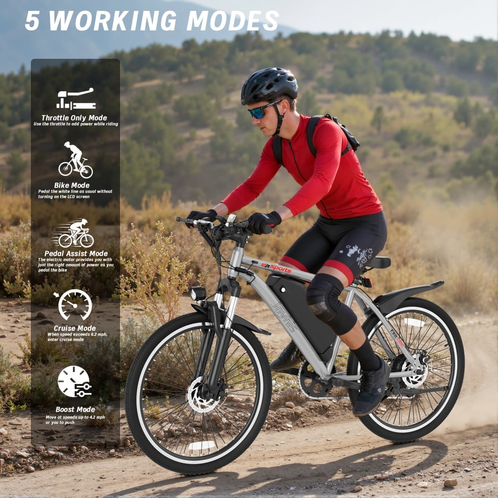 Electric Bike for Adults, 26'' Up to 50 Miles 22MPH Electric Mountain Bike with 48V 430W Removable Battery UL2849 (Blue)