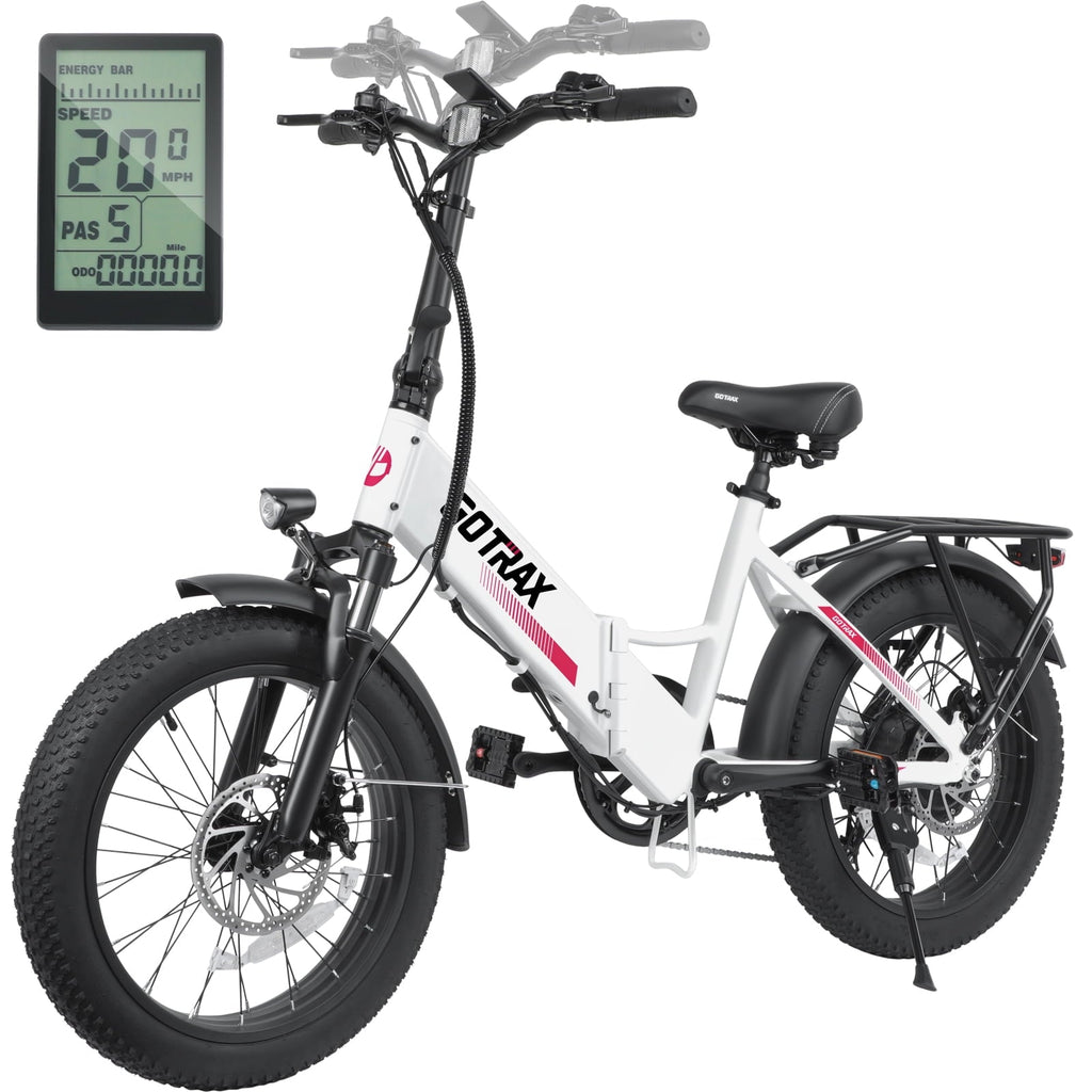 GOTRAX R2 Folding Adult Electric Bike, 500W 20mph, 20 x 3 Fat Tire, LCD Display, Black