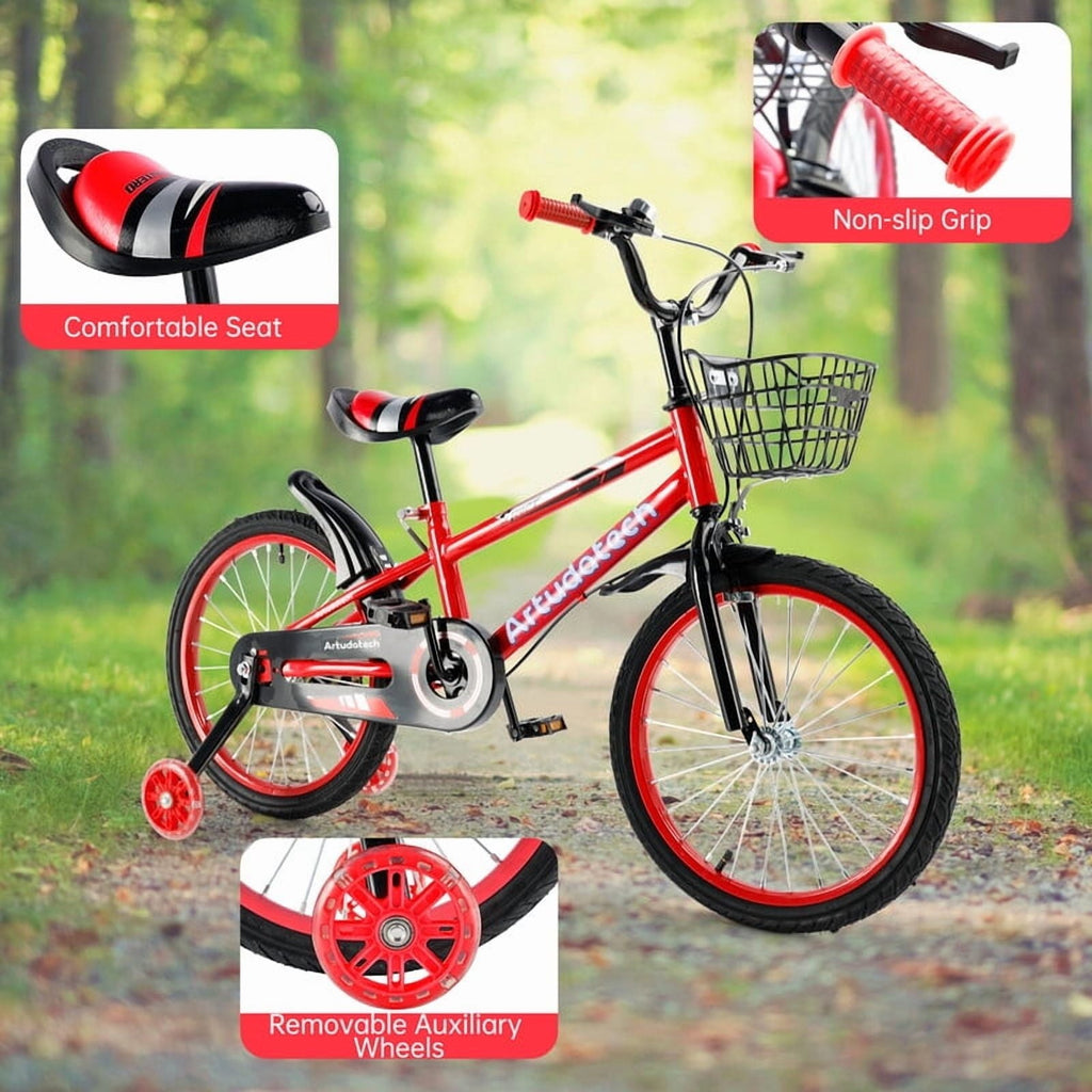 Kids Bike for Ages 3-10 Years Old Boys Girls, 14/16/18 Inch Kid's Bikes with Training Wheels, Basket, Dual Brake, Children Bicycle for Kids and Toddler Beginners, Pink/Red
