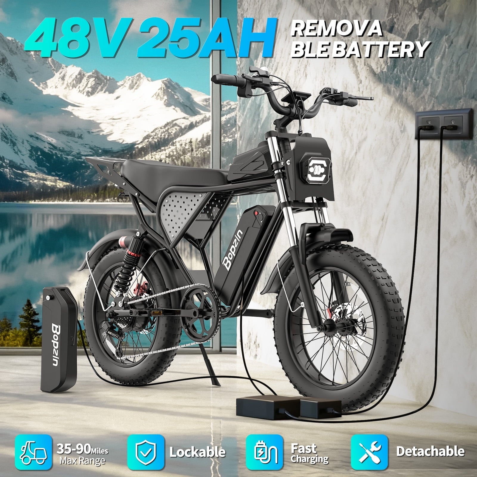 Electric Bike for Adults,1500W 35MPH,48V 20AH 30-80 Miles,20'' Fat Tire Mountain Bike with Rear Rack UL2849