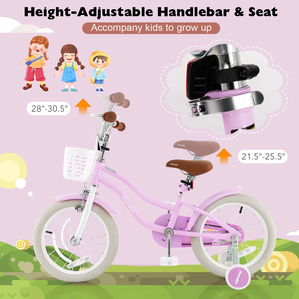 Costway 18'' Kids Bike Toddler Bicycle with Training Wheel Kickstand for 4-8 Years Old Pink