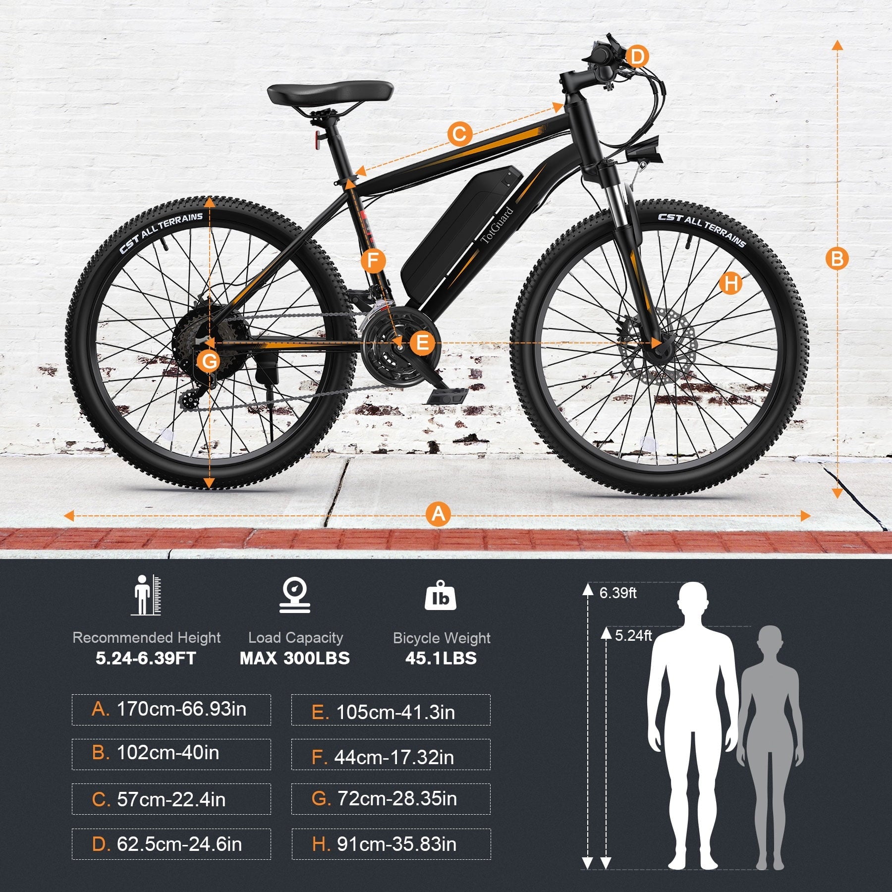 TotGuard Electric Bike for Adults, 26 Ebike 350W Adult Electric Bicycles, Electric Mountain Bike with 36V 10.4Ah Battery, Suspension Fork, Shimano 21 Speed Gears