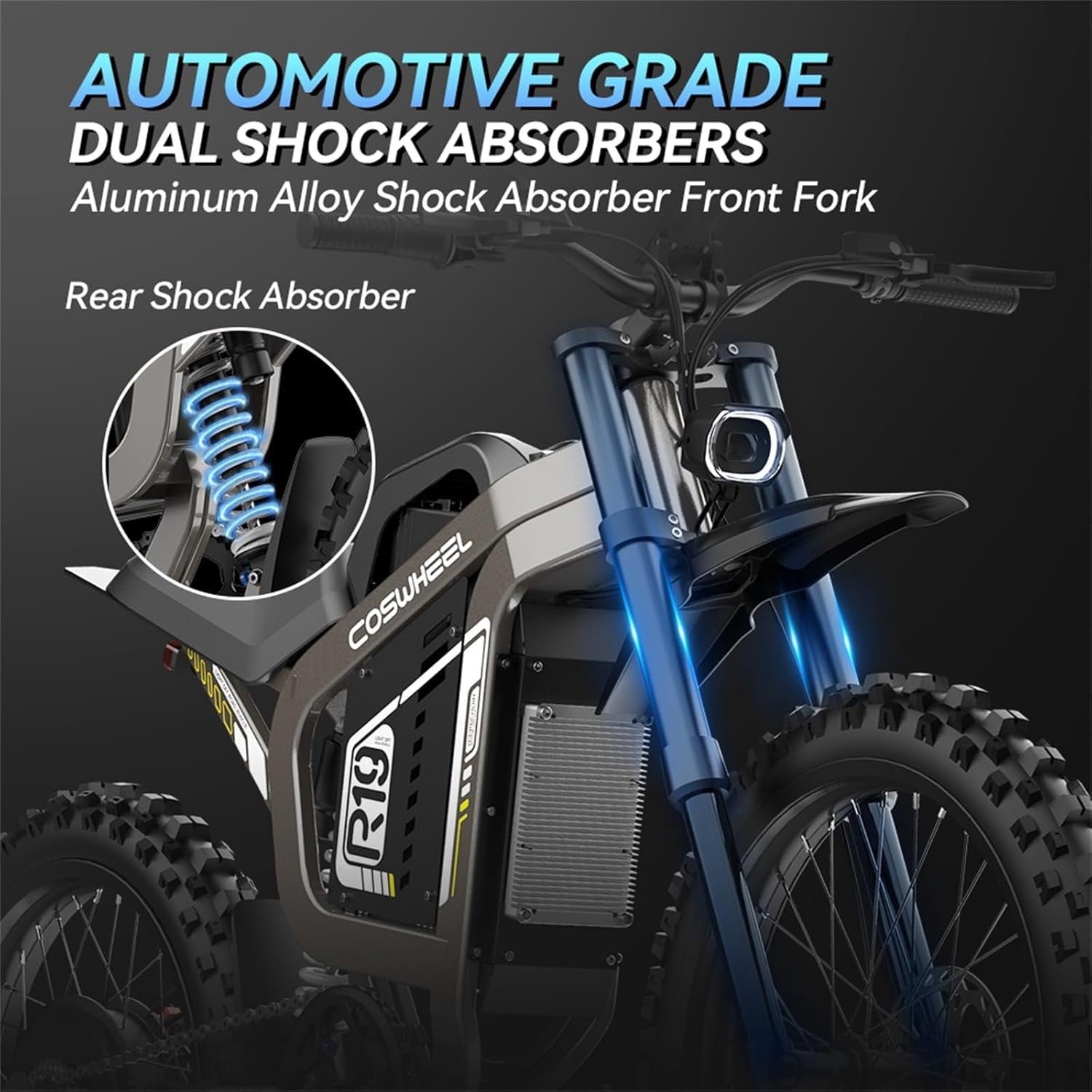 Electric Bike for Adult,Electric Mountain Bike,Coswheel R19 Ebike with 6000W Peak Motor,50 Mph Speed,72V 40AH Battery,Hydraulic Brakes & Full Shock Absorption,Electric Dirt Bike for Outdoor Adventure