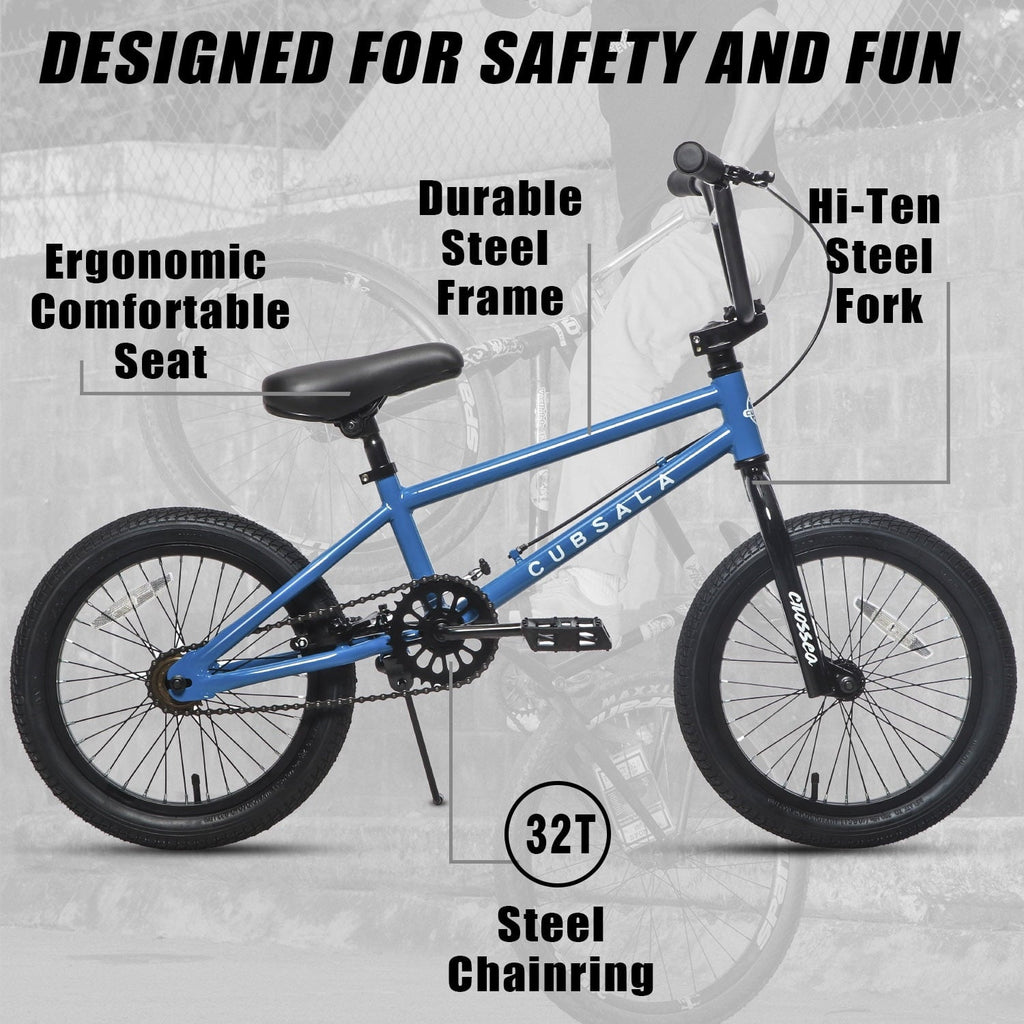cubsala 18 in Freestyle BMX Kids Bike for Age 5-8 Years Old Boys Girls,Blue