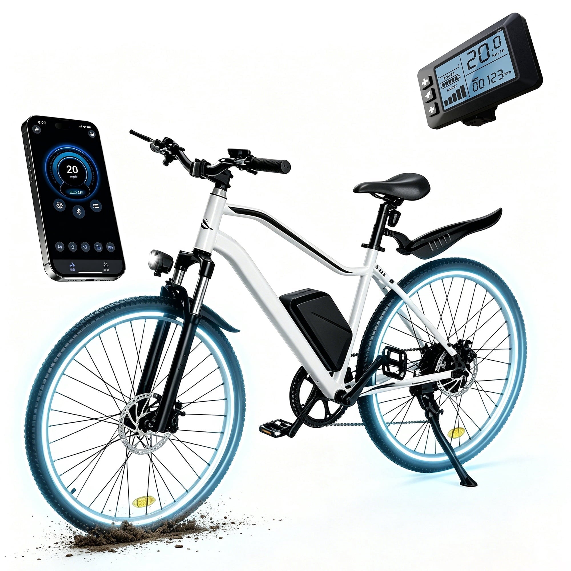 iScooter Electric Bike for Adults 20 Mph, 30+Miles Electric Bicycle,500W Electric Bike with 36V 10.4Ah Battery, 5-Speed, 26 Tires and Front Fork Suspension
