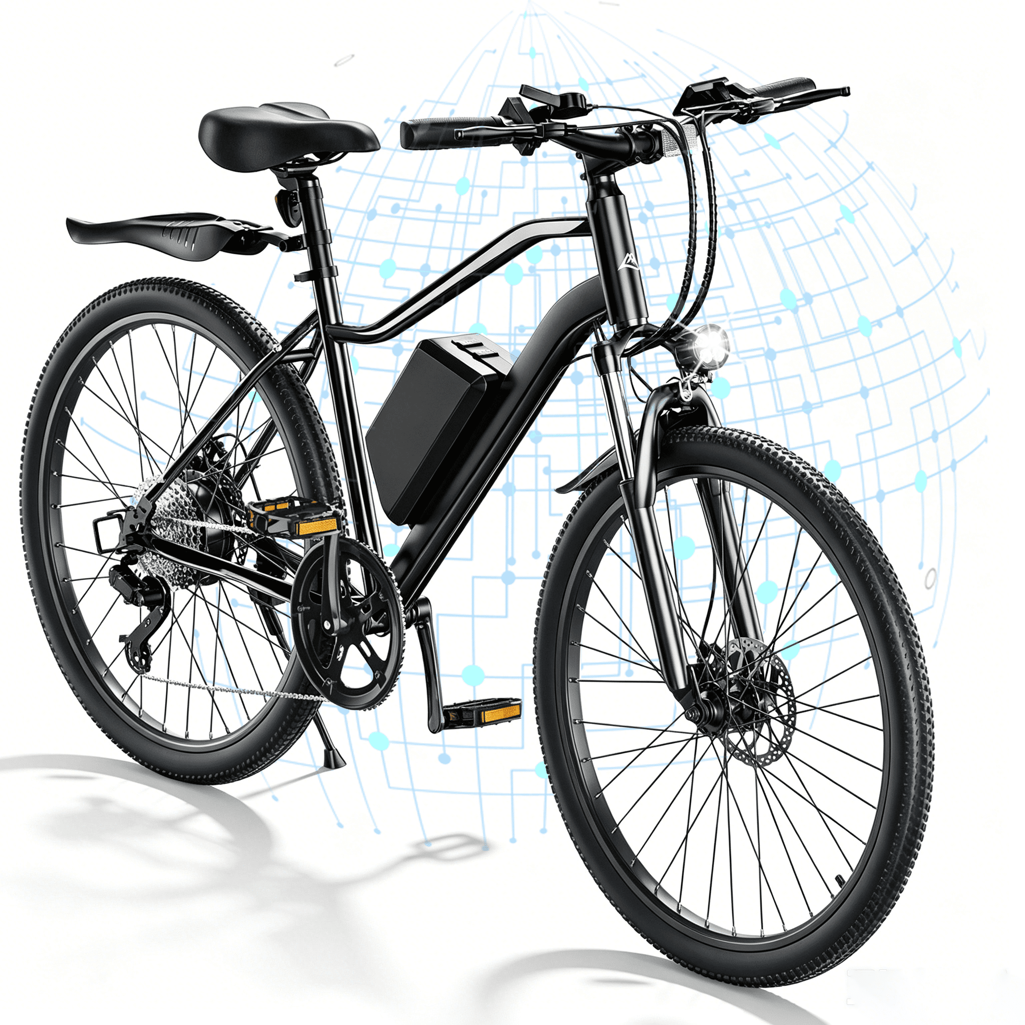 iSinwheel 750W Peak Electric Bike Adult,26 Mountain Bicycle Professional,Front Dual Shock Absorption Ebike,Up 20MPH,55 Miles,35 Speed,42V 13AH Removable Battery,Black