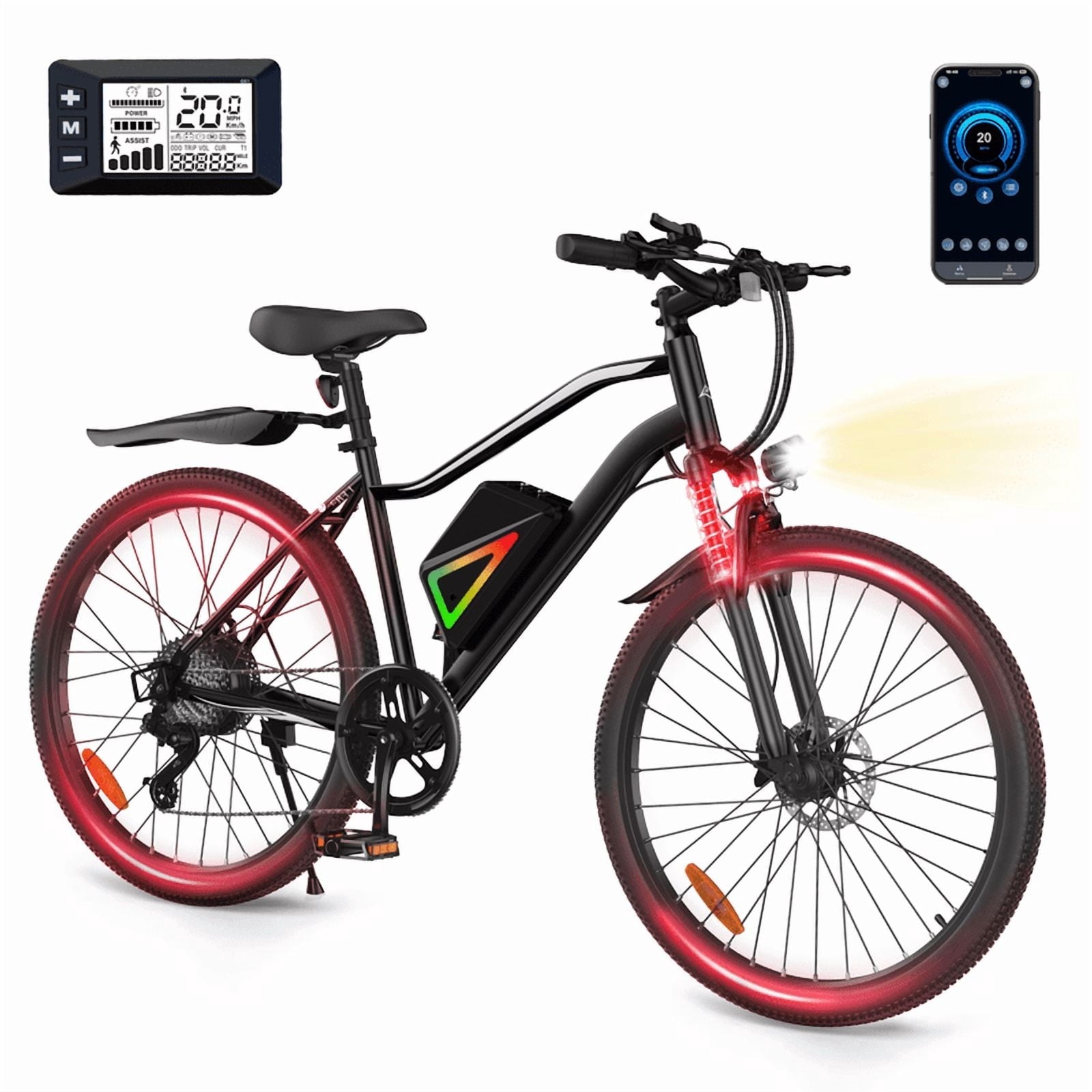 iSinwheel 750W Peak Electric Bike Adult,26 Mountain Bicycle Professional,Front Dual Shock Absorption Ebike,Up 20MPH,55 Miles,35 Speed,42V 13AH Removable Battery,Black
